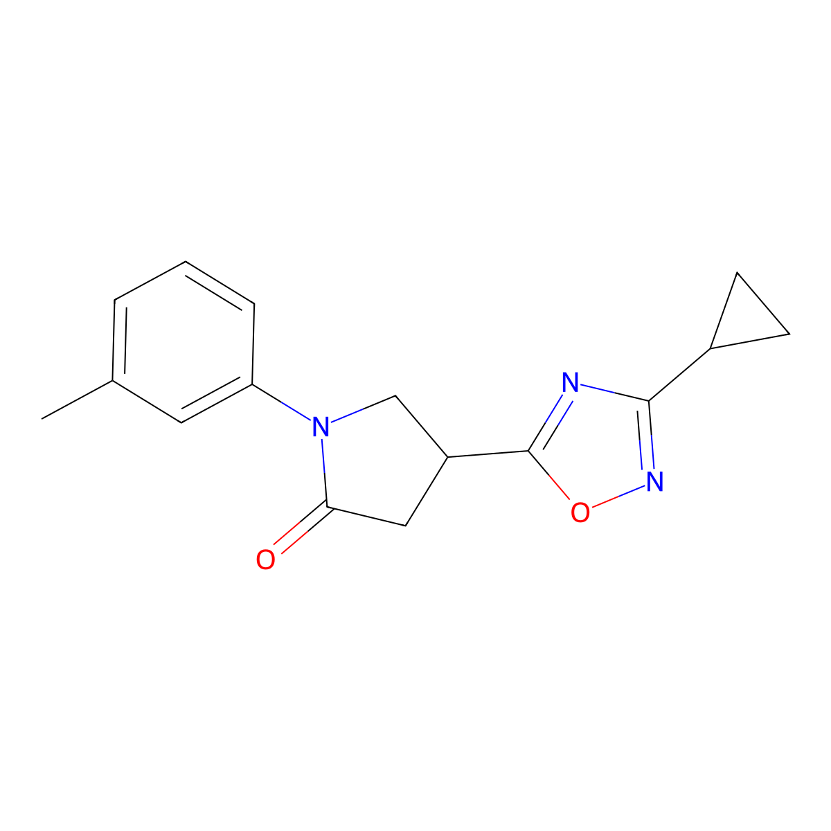 4-(3-Cyclopropyl-1,2,4-oxadiazol-5-yl)-1-(3-methylphenyl)pyrrolidin-2-one molecular structure, CAS 1170117-98-2
