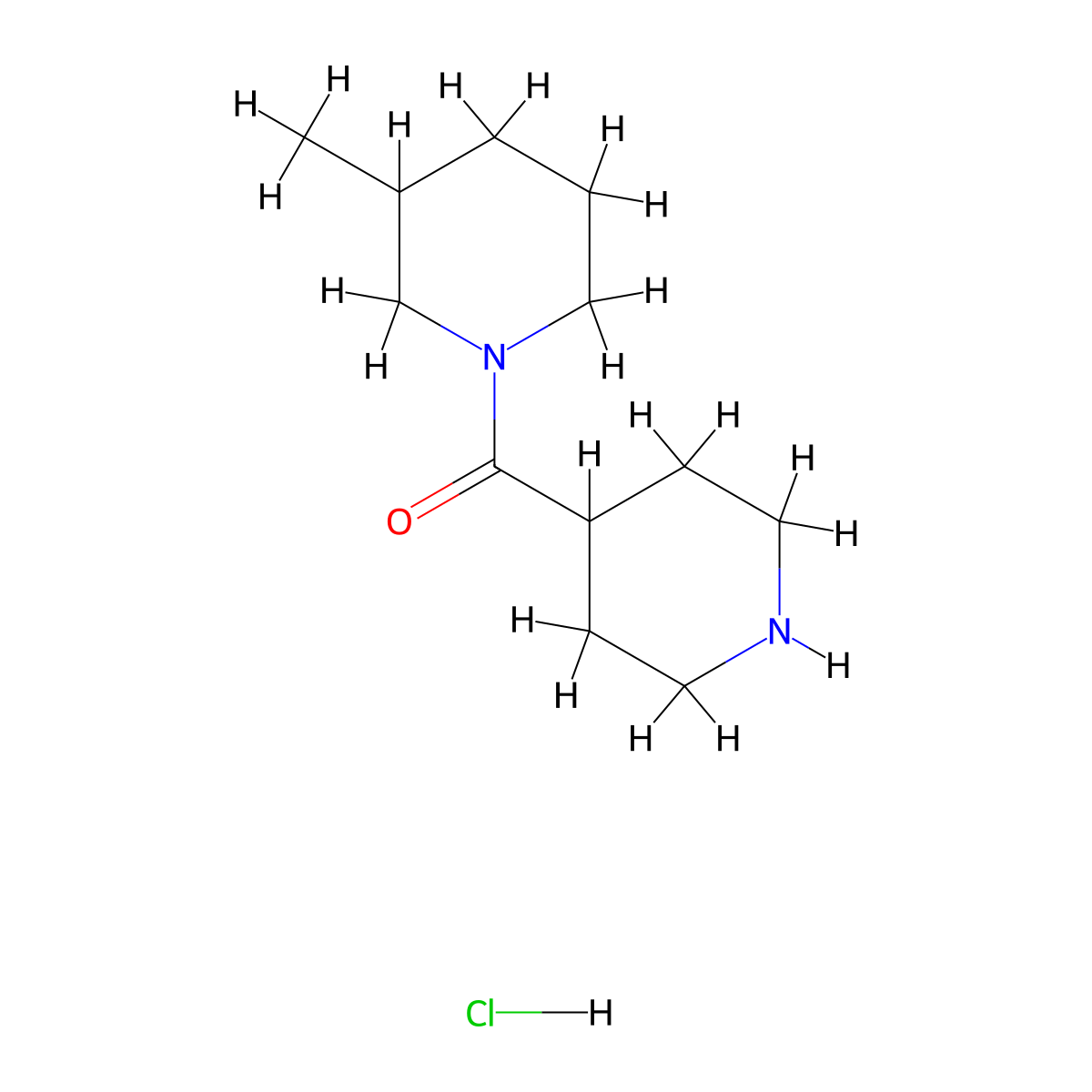 3-Methyl-1-(piperidine-4-carbonyl)piperidine hydrochloride molecular structure, CAS 1170118-61-2
