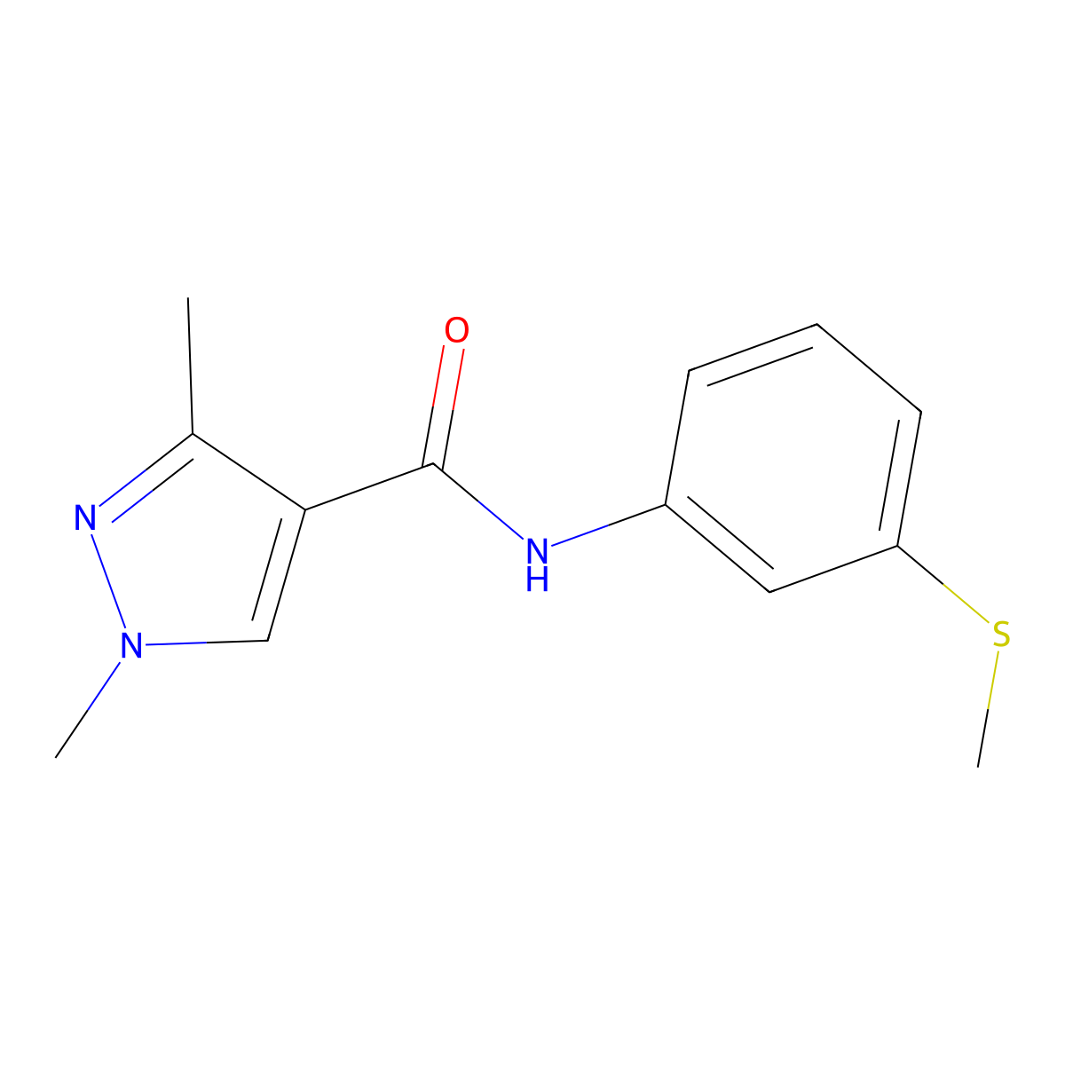 1,3-dimethyl-N-(3-(methylthio)phenyl)-1H-pyrazole-4-carboxamide molecular structure, CAS 1170125-43-5