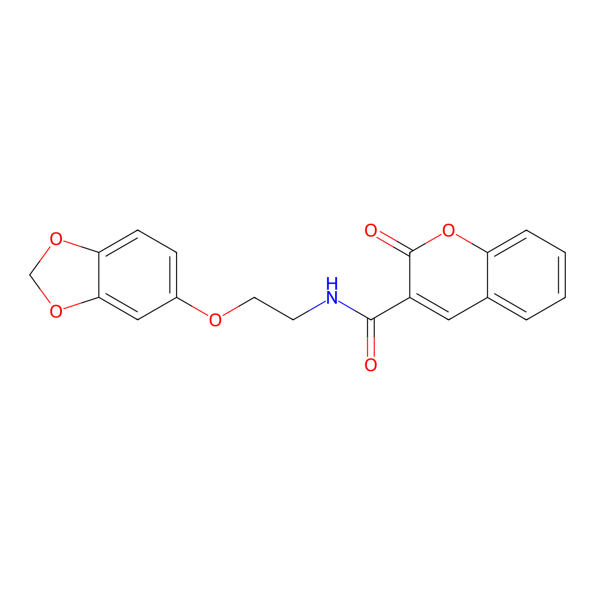 N-(2-(benzo[d][1,3]dioxol-5-yloxy)ethyl)-2-oxo-2H-chromene-3-carboxamide molecular structure, CAS 1170127-92-0