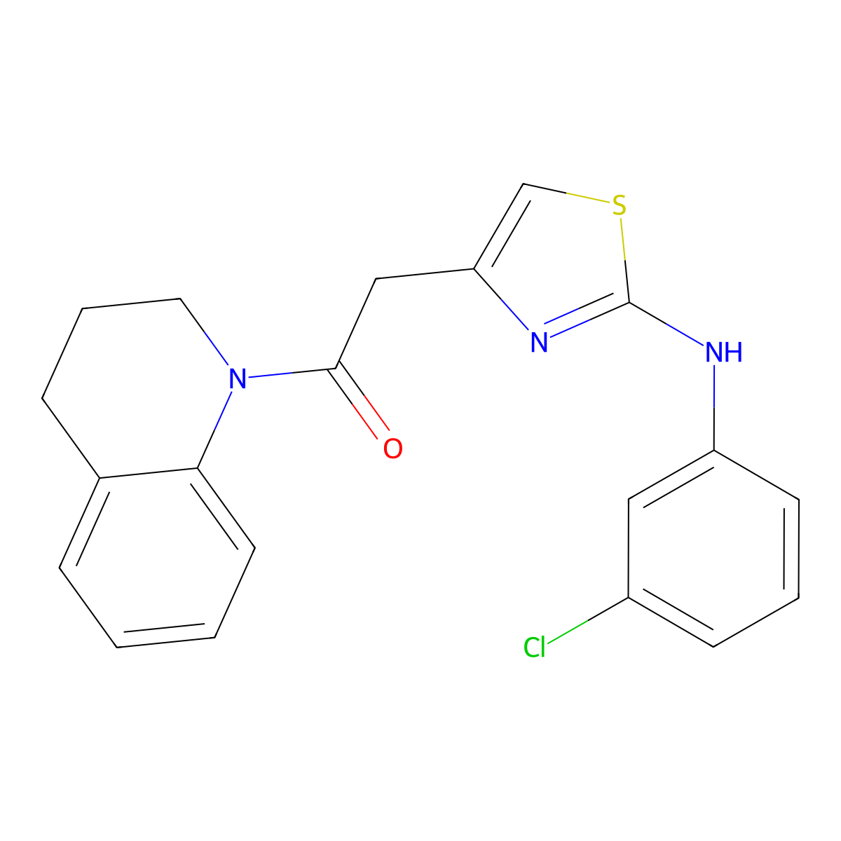 2-(2-((3-chlorophenyl)amino)thiazol-4-yl)-1-(3,4-dihydroquinolin-1(2H)-yl)ethanone molecular structure, CAS 1170128-14-9