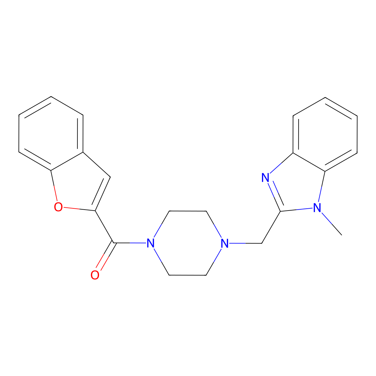 benzofuran-2-yl(4-((1-methyl-1H-benzo[d]imidazol-2-yl)methyl)piperazin-1-yl)methanone molecular structure, CAS 1170130-34-3
