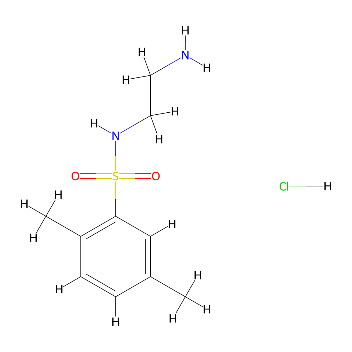 N-(2-aminoethyl)-2,5-dimethylbenzene-1-sulfonamide hydrochloride molecular structure, CAS 1170133-10-4