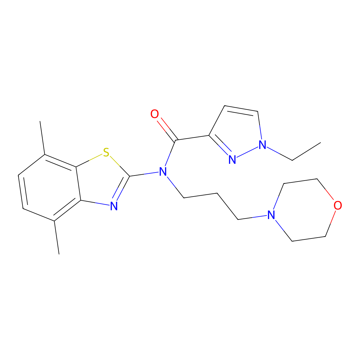 N-(4,7-dimethyl-1,3-benzothiazol-2-yl)-N-3-morpholinopropyl-1-ethyl-3-pyrazolecarboxamide molecular structure, CAS 1170133-13-7