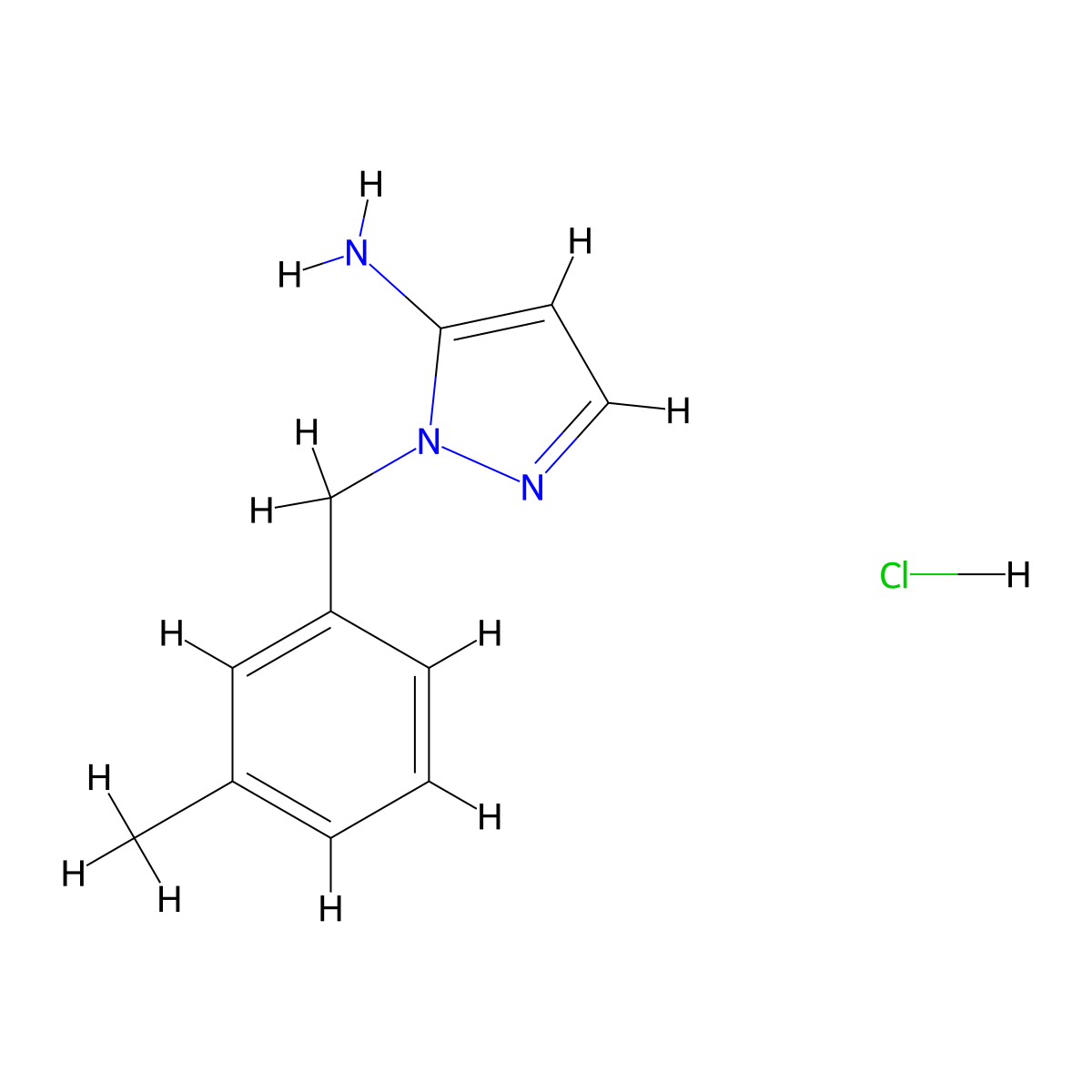 1-((3-methylphenyl)methyl)-1H-pyrazol-5-amine hydrochloride molecular structure, CAS 1170134-78-7