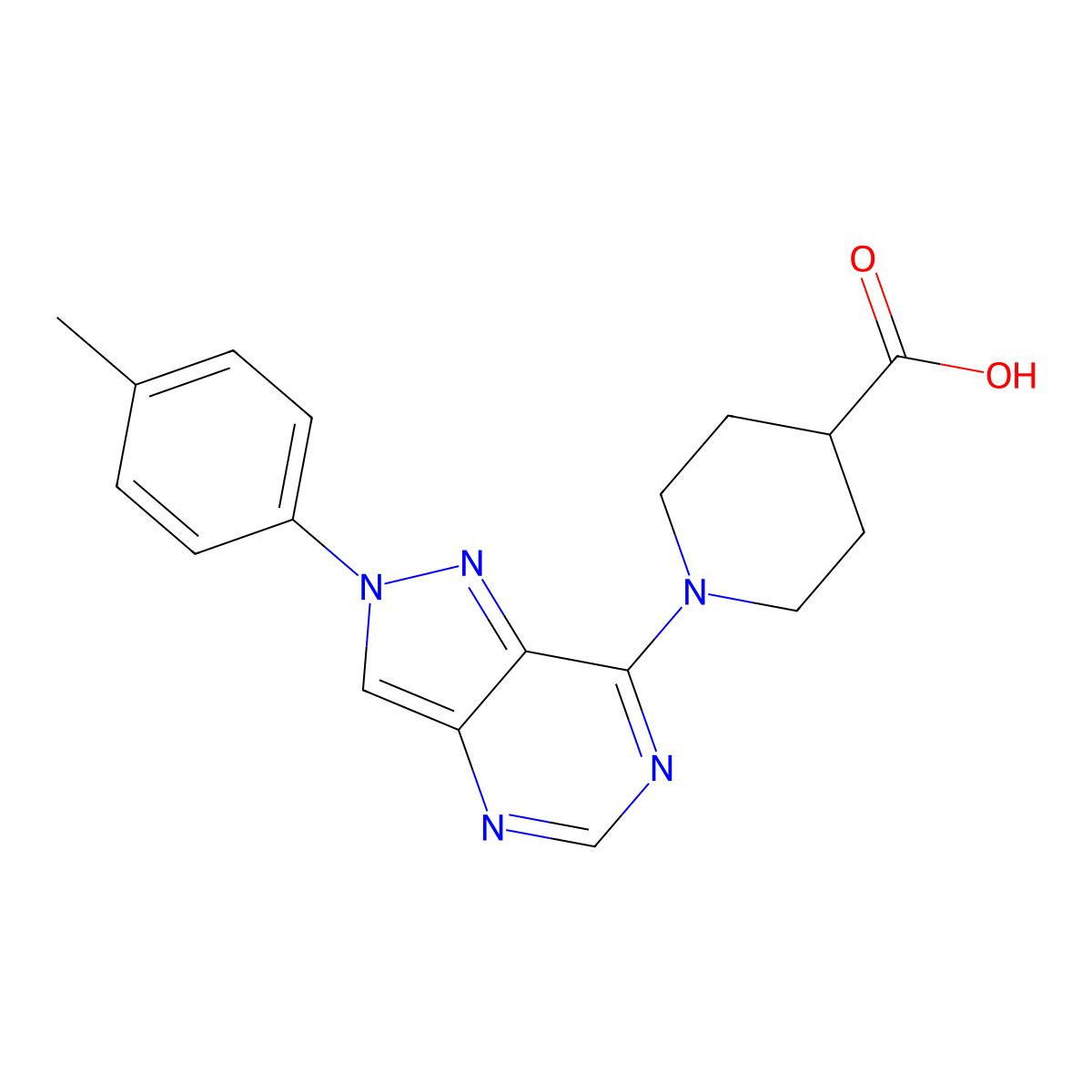 1-[2-(4-Methylphenyl)-2H-pyrazolo[4,3-d]pyrimidin-7-yl]piperidine-4-carboxylic acid molecular structure, CAS 1170135-79-1