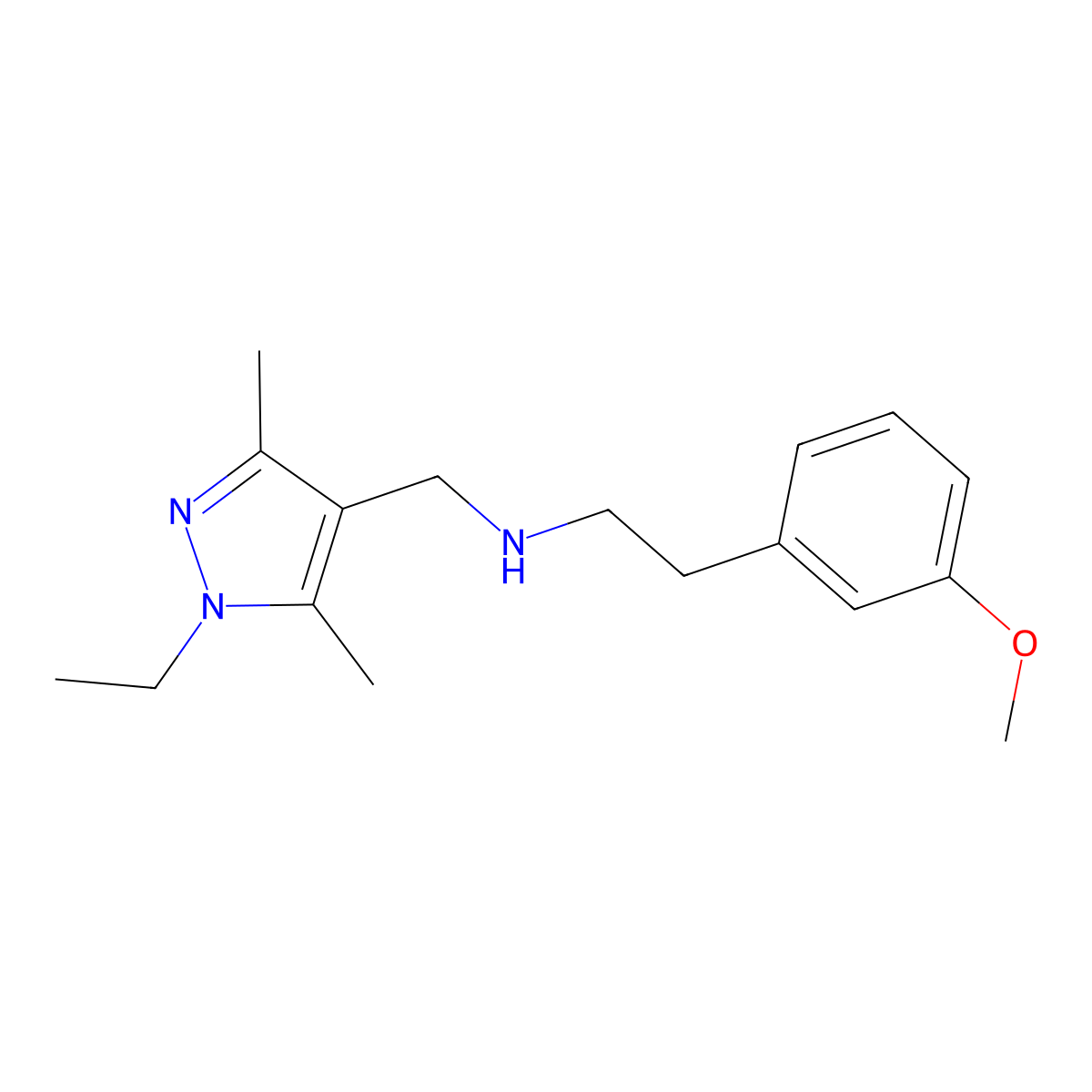N-((1-Ethyl-3,5-dimethyl-1H-pyrazol-4-yl)methyl)-2-(3-methoxyphenyl)ethanamine molecular structure, CAS 1170136-60-3