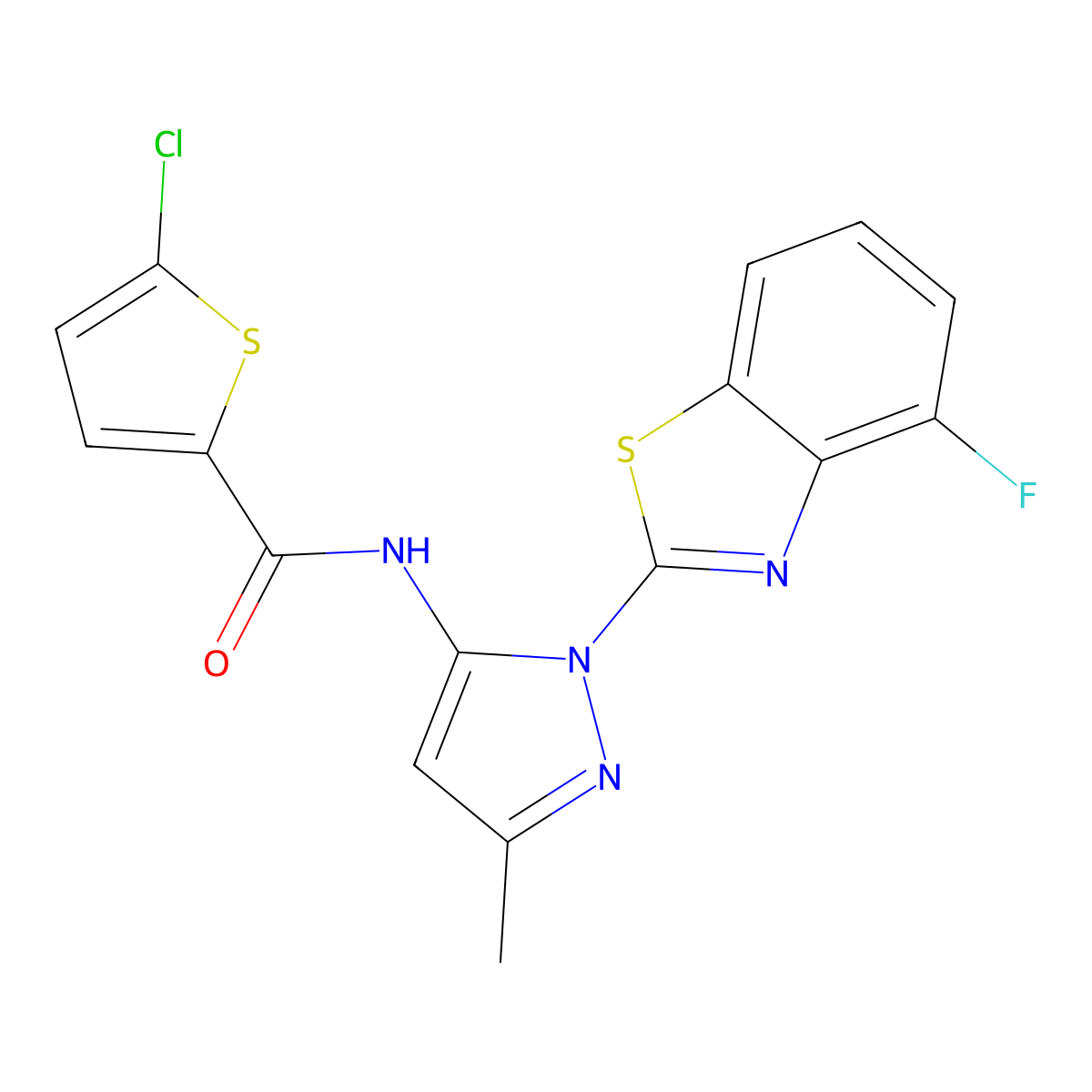 5-chloro-N-(1-(4-fluorobenzo[d]thiazol-2-yl)-3-methyl-1H-pyrazol-5-yl)thiophene-2-carboxamide molecular structure, CAS 1170139-63-5