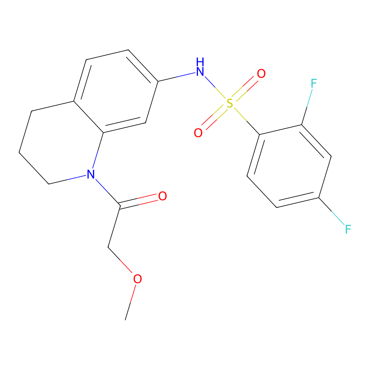 2,4-difluoro-N-(1-(2-methoxyacetyl)-1,2,3,4-tetrahydroquinolin-7-yl)benzenesulfonamide molecular structure, CAS 1170143-06-2