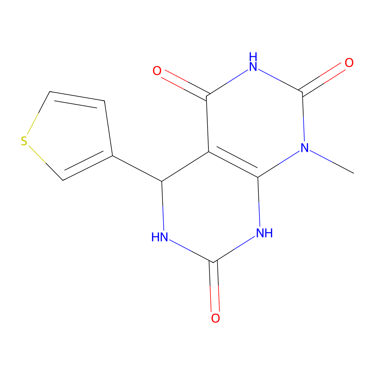 1-methyl-5-(thiophen-3-yl)-5,6-dihydropyrimido[4,5-d]pyrimidine-2,4,7(1H,3H,8H)-trione molecular structure, CAS 1170146-42-5