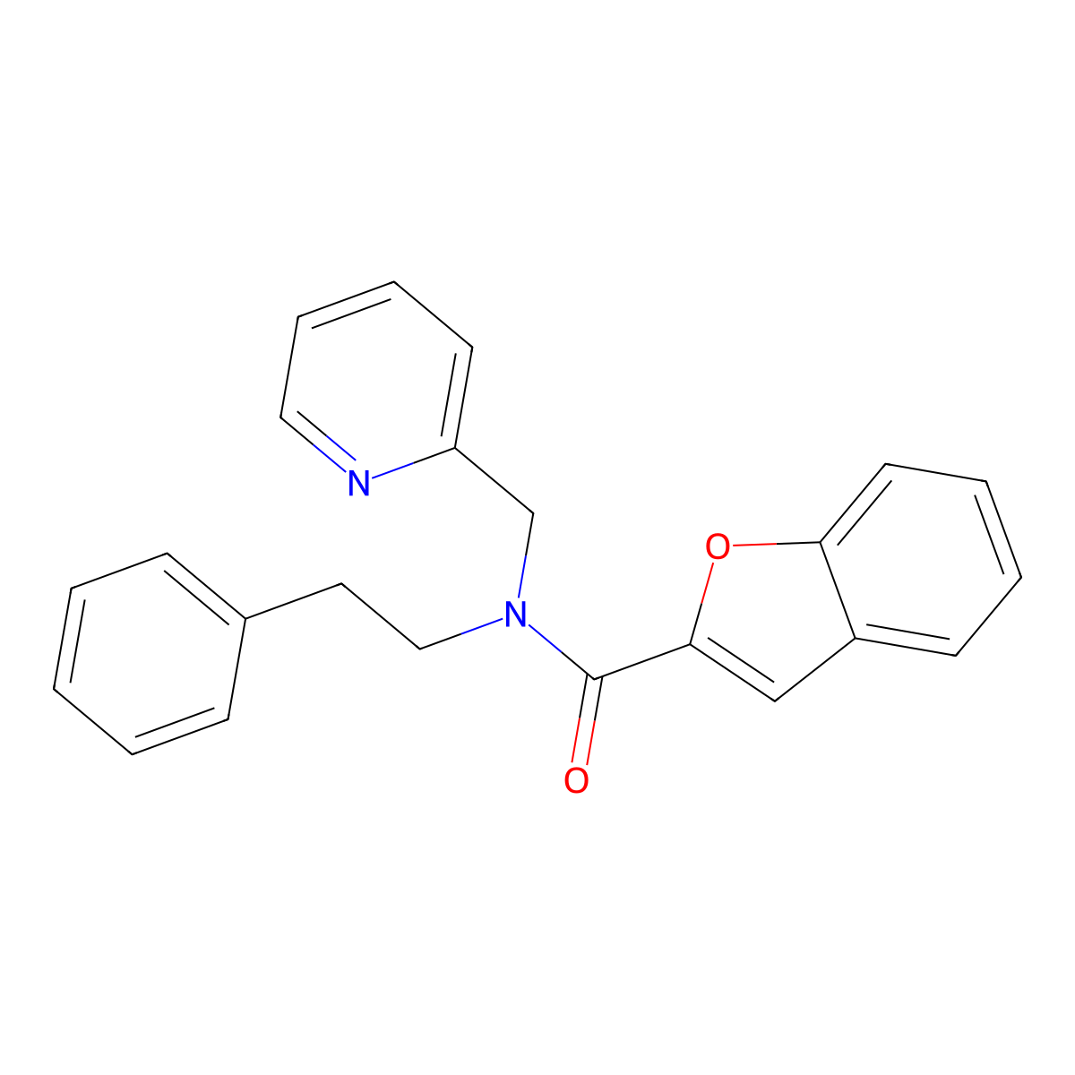 N-phenethyl-N-(pyridin-2-ylmethyl)benzofuran-2-carboxamide molecular structure, CAS 1170147-91-7