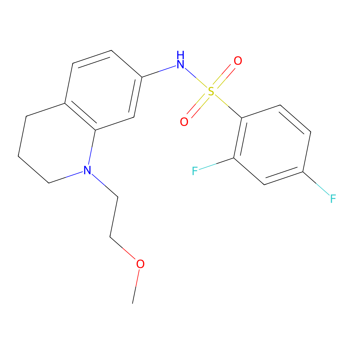 2,4-difluoro-N-(1-(2-methoxyethyl)-1,2,3,4-tetrahydroquinolin-7-yl)benzenesulfonamide molecular structure, CAS 1170148-09-0