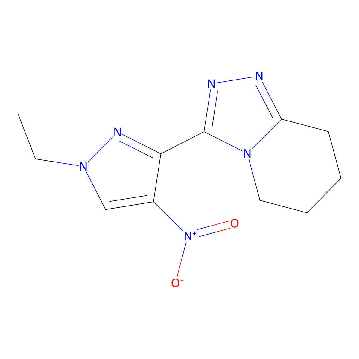 3-(1-ethyl-4-nitro-1H-pyrazol-3-yl)-5,6,7,8-tetrahydro[1,2,4]triazolo[4,3-a]pyridine molecular structure, CAS 1170149-19-5
