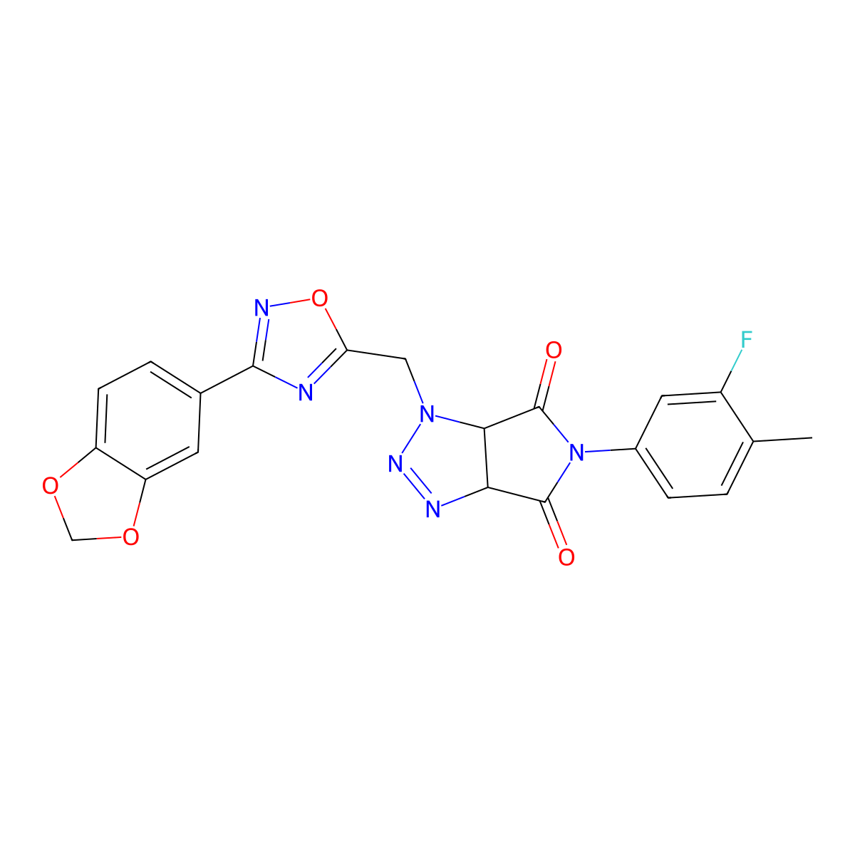 1-((3-(benzo[d][1,3]dioxol-5-yl)-1,2,4-oxadiazol-5-yl)methyl)-5-(3-fluoro-4-methylphenyl)-1,6a-dihydropyrrolo[3,4-d][1,2,3]triazole-4,6(3aH,5H)-dione molecular structure, CAS 1170149-41-3