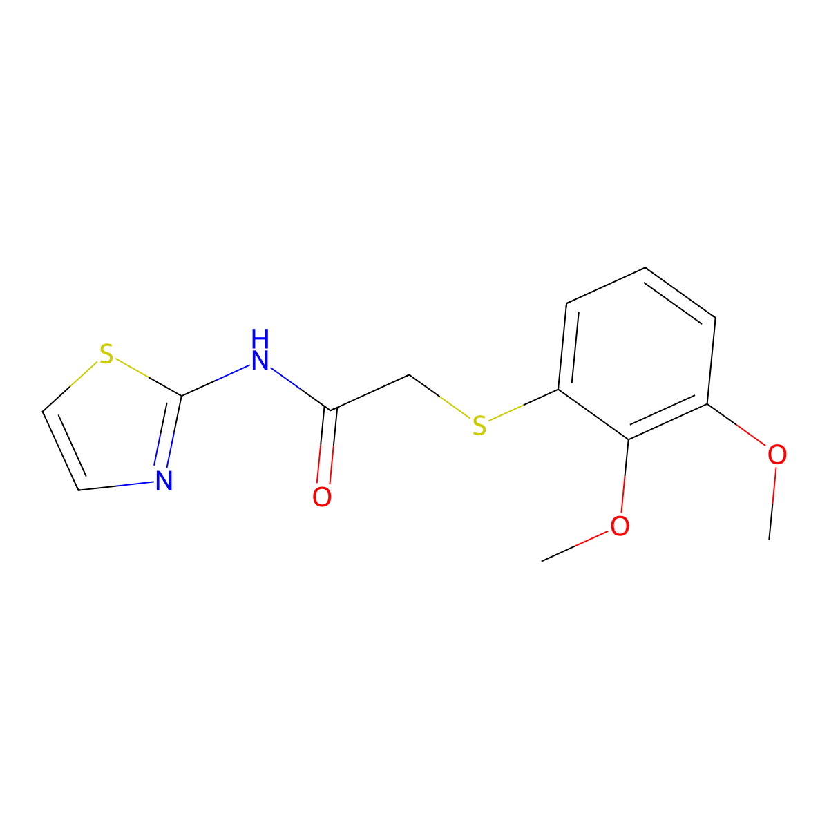2-[(2,3-dimethoxyphenyl)sulfanyl]-N-(1,3-thiazol-2-yl)acetamide molecular structure, CAS 1170151-35-5