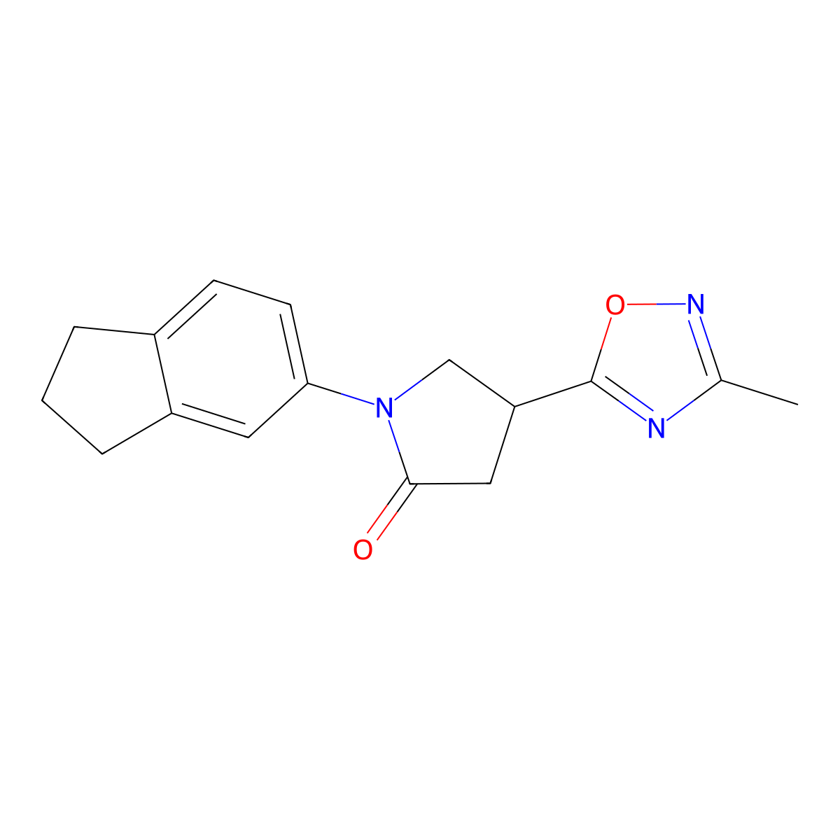 1-(2,3-dihydro-1H-inden-5-yl)-4-(3-methyl-1,2,4-oxadiazol-5-yl)pyrrolidin-2-one molecular structure, CAS 1170153-51-1