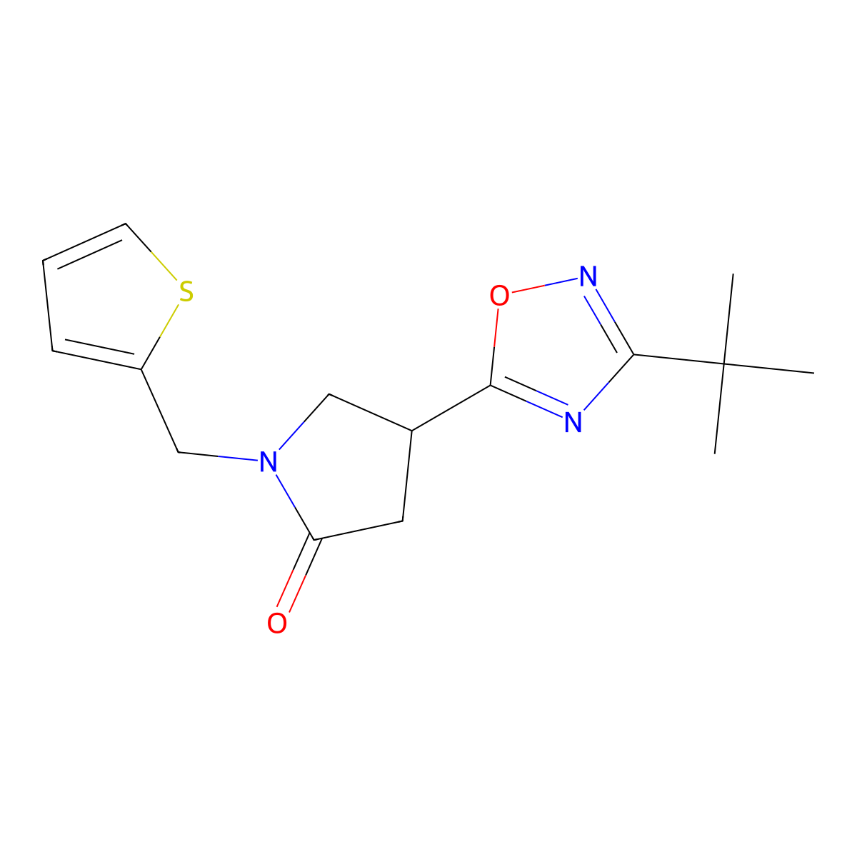 4-(3-Tert-butyl-1,2,4-oxadiazol-5-yl)-1-(2-thienylmethyl)pyrrolidin-2-one molecular structure, CAS 1170153-81-7