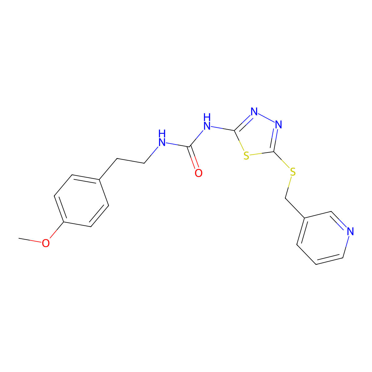 1-(4-Methoxyphenethyl)-3-(5-((pyridin-3-ylmethyl)thio)-1,3,4-thiadiazol-2-yl)urea molecular structure, CAS 1170156-90-7