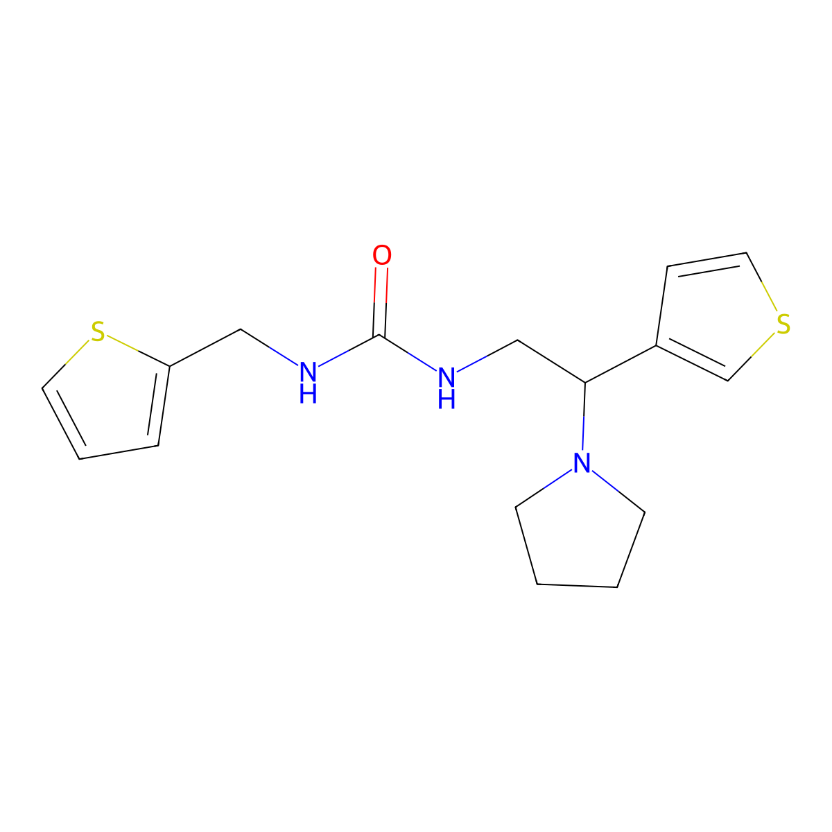1-(2-(Pyrrolidin-1-yl)-2-(thiophen-3-yl)ethyl)-3-(thiophen-2-ylmethyl)urea molecular structure, CAS 1170157-24-0