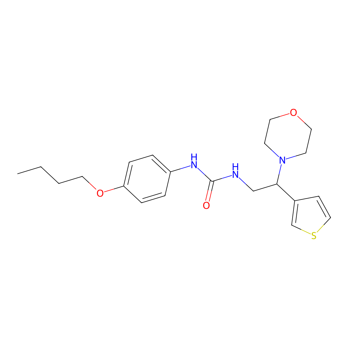 1-(4-Butoxyphenyl)-3-(2-morpholino-2-(thiophen-3-yl)ethyl)urea molecular structure, CAS 1170158-52-7