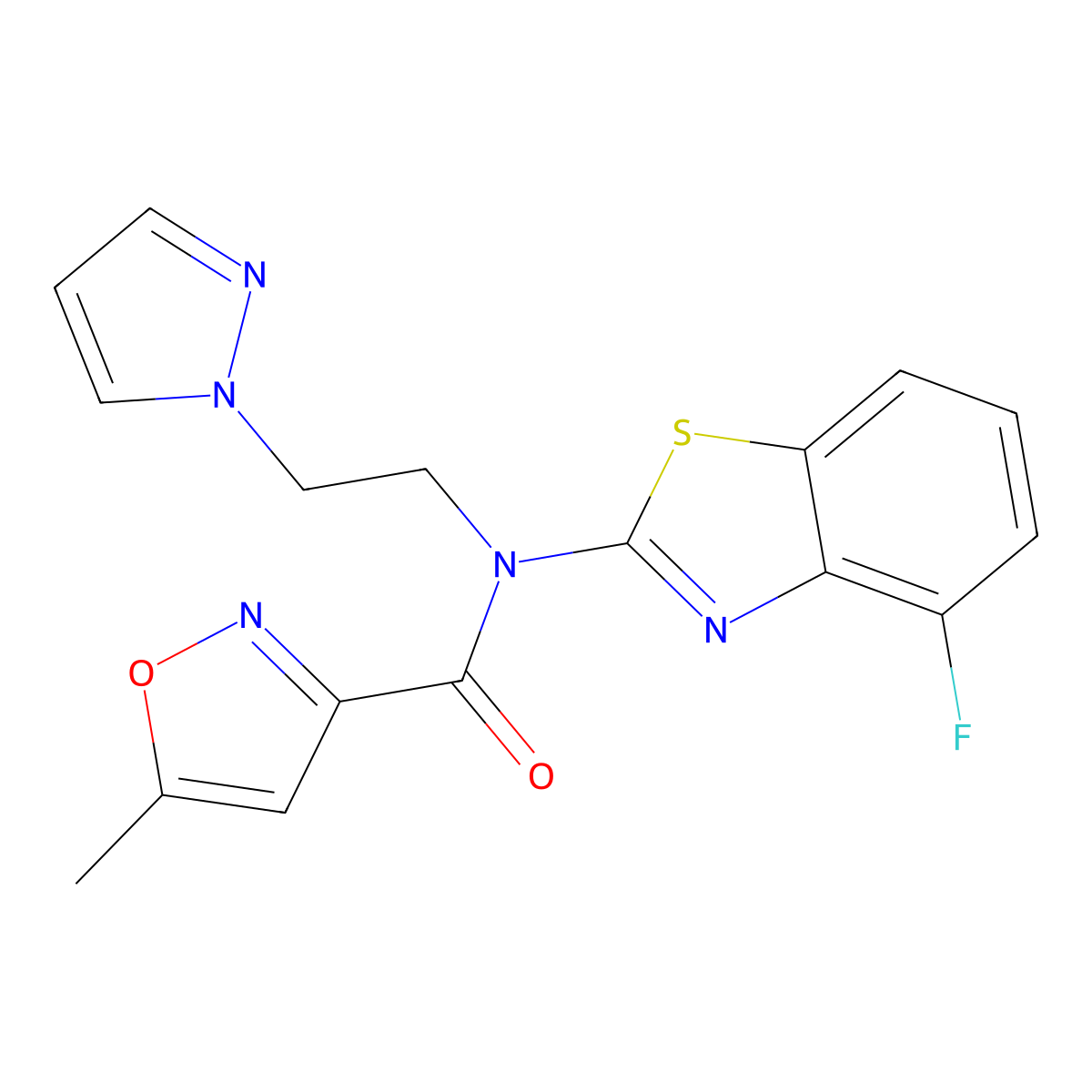 N-(2-(1H-pyrazol-1-yl)ethyl)-N-(4-fluorobenzo[d]thiazol-2-yl)-5-methylisoxazole-3-carboxamide molecular structure, CAS 1170159-77-9
