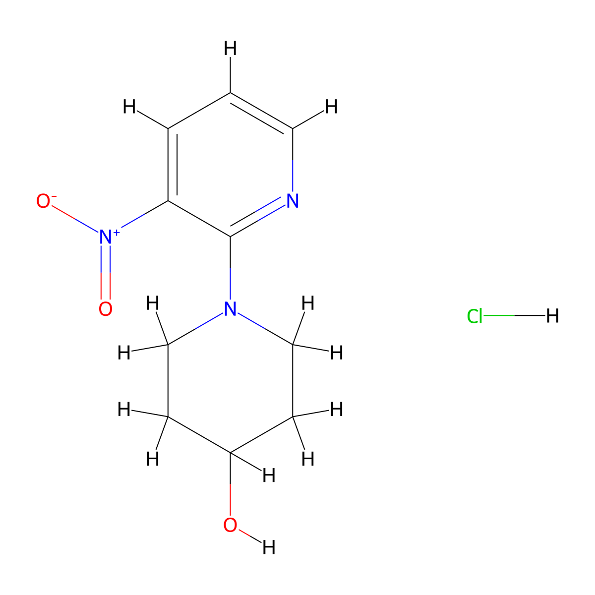 1-[3-Nitropyridin-2-yl]piperidine-4-ol hydrochloride molecular structure, CAS 1170160-07-2