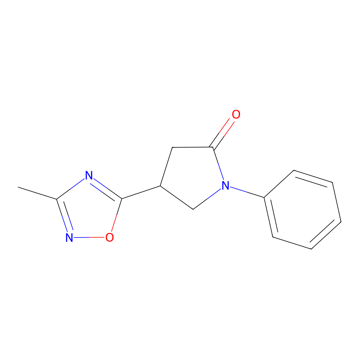 4-(3-Methyl-1,2,4-oxadiazol-5-yl)-1-phenylpyrrolidin-2-one molecular structure, CAS 1170162-16-9