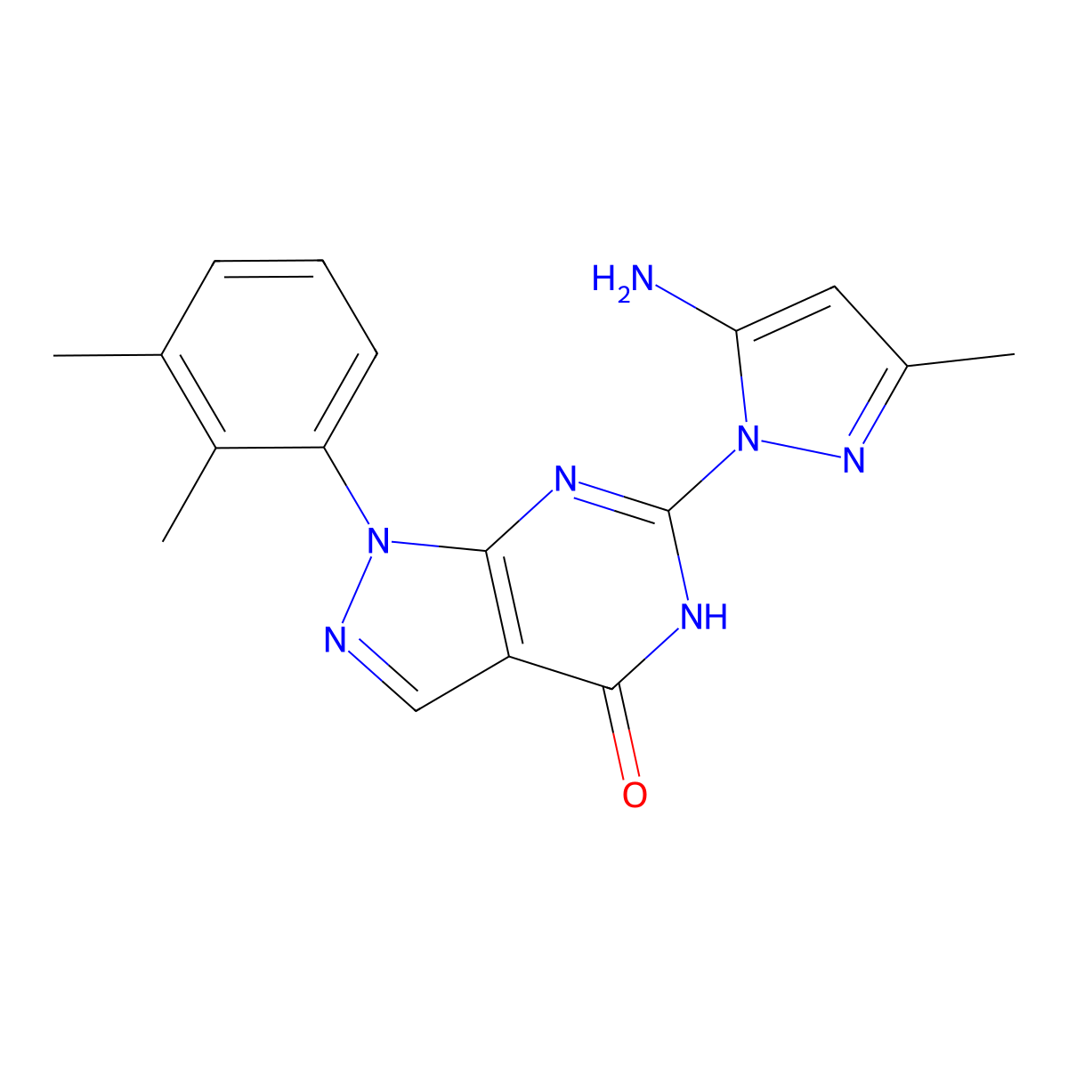 6-(5-amino-3-methyl-1H-pyrazol-1-yl)-1-(2,3-dimethylphenyl)-1H-pyrazolo[3,4-d]pyrimidin-4(5H)-one molecular structure, CAS 1170162-41-0
