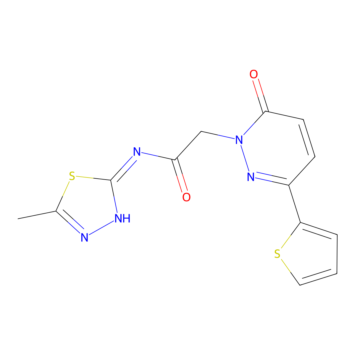 N-(5-methyl-1,3,4-thiadiazol-2-yl)-2-(6-oxo-3-(thiophen-2-yl)pyridazin-1(6H)-yl)acetamide molecular structure, CAS 1170163-63-9