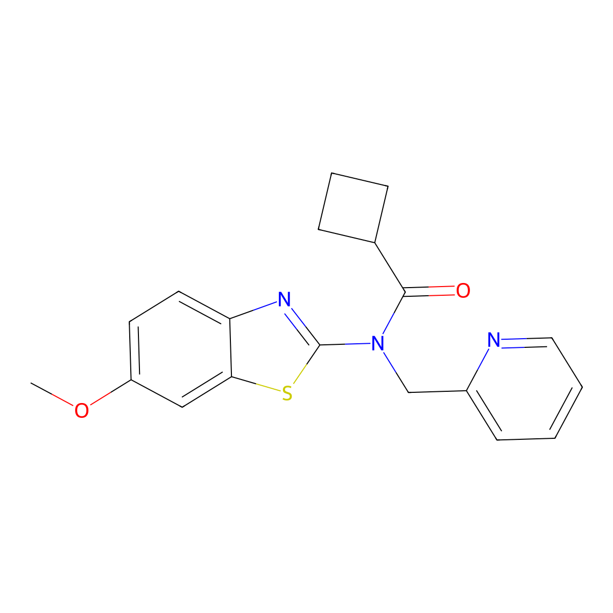 N-(6-methoxybenzo[d]thiazol-2-yl)-N-(pyridin-2-ylmethyl)cyclobutanecarboxamide molecular structure, CAS 1170164-02-9