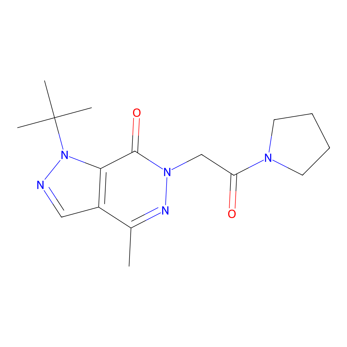 1-(tert-butyl)-4-methyl-6-(2-oxo-2-(pyrrolidin-1-yl)ethyl)-1H-pyrazolo[3,4-d]pyridazin-7(6H)-one molecular structure, CAS 1170167-62-0