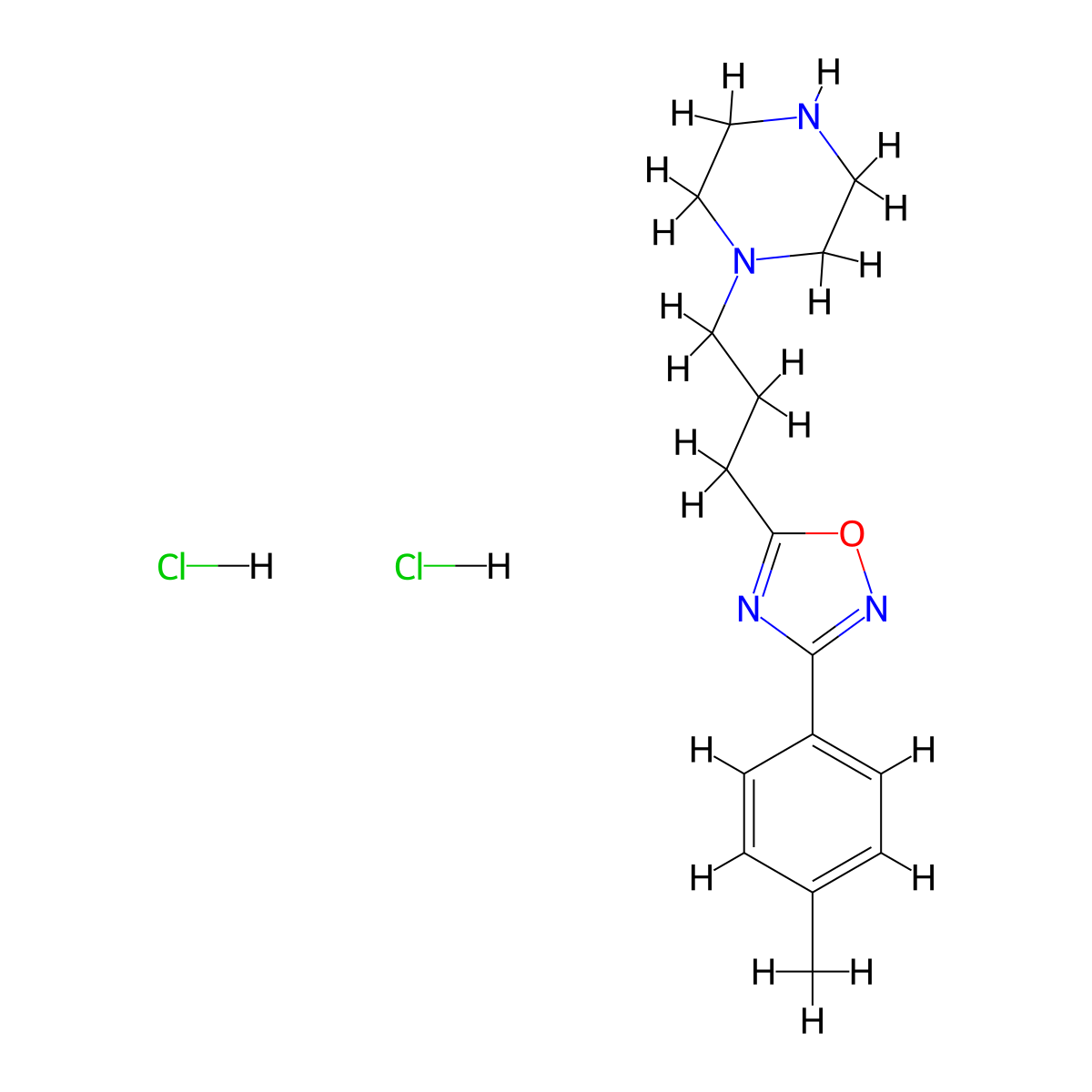 1-{3-[3-(4-Methylphenyl)-1,2,4-oxadiazol-5-yl]propyl}piperazine dihydrochloride molecular structure, CAS 1170167-74-4