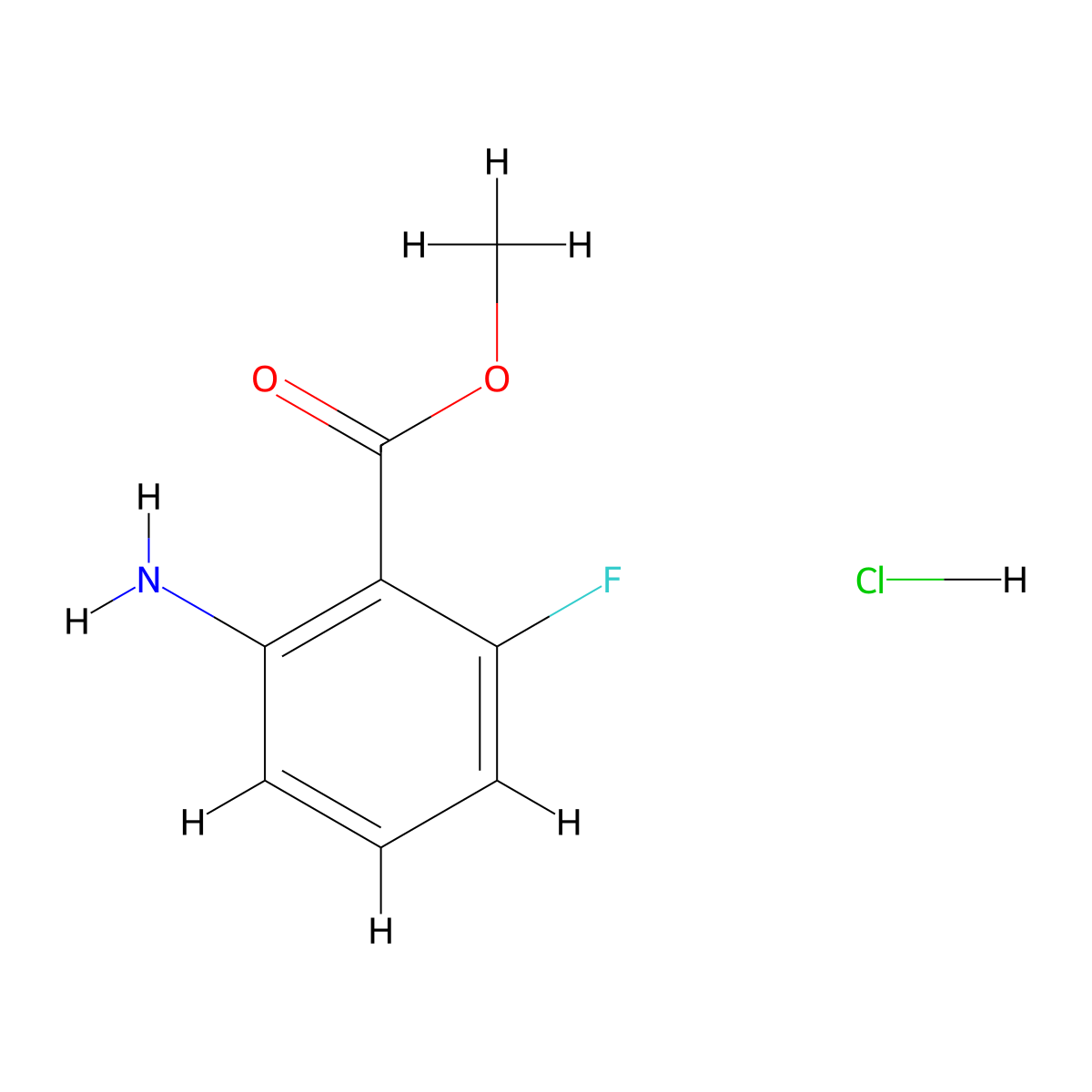 Methyl 2-amino-6-fluorobenzoate hydrochloride molecular structure, CAS 1170167-90-4