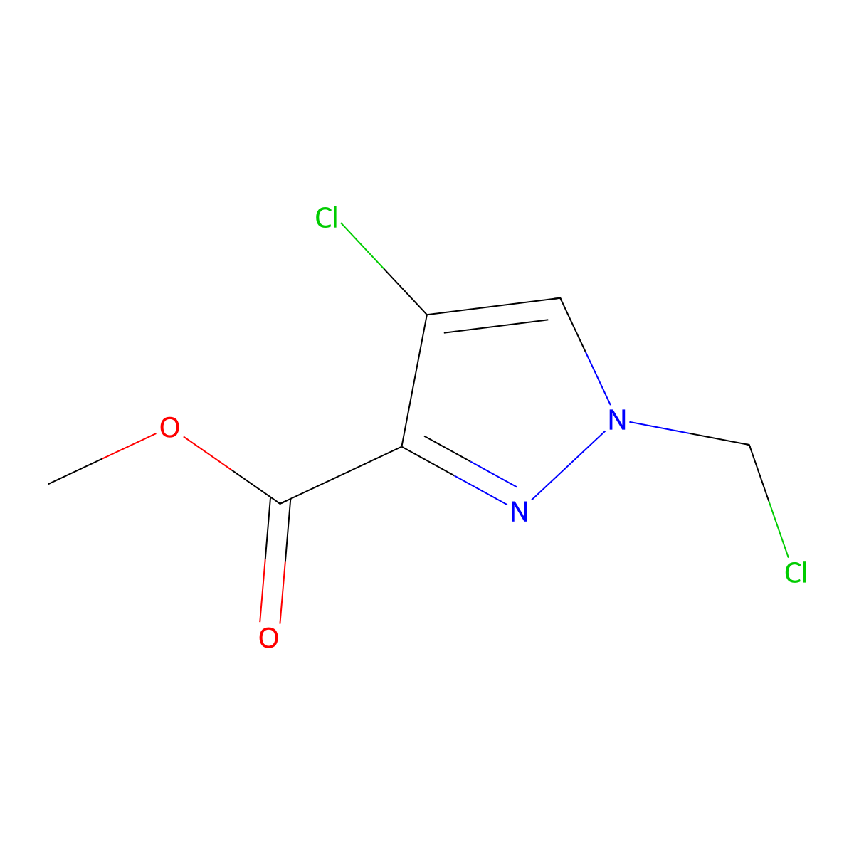 methyl 4-chloro-1-(chloromethyl)-1H-pyrazole-3-carboxylate molecular structure, CAS 1170168-55-4