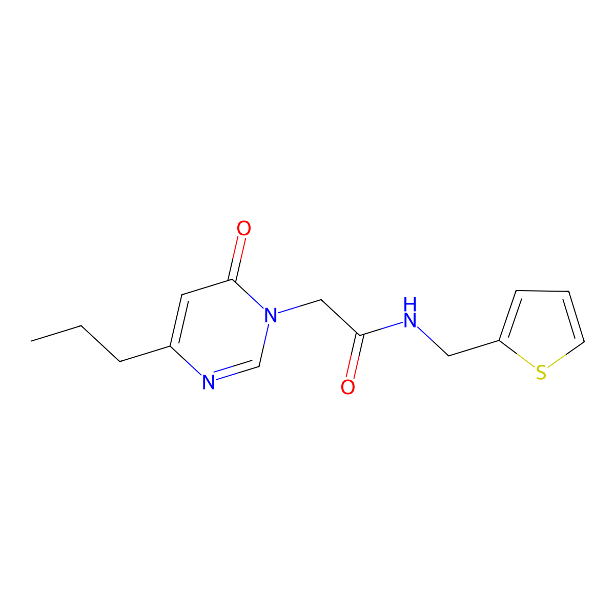 2-(6-oxo-4-propylpyrimidin-1(6H)-yl)-N-(thiophen-2-ylmethyl)acetamide molecular structure, CAS 1170170-00-9