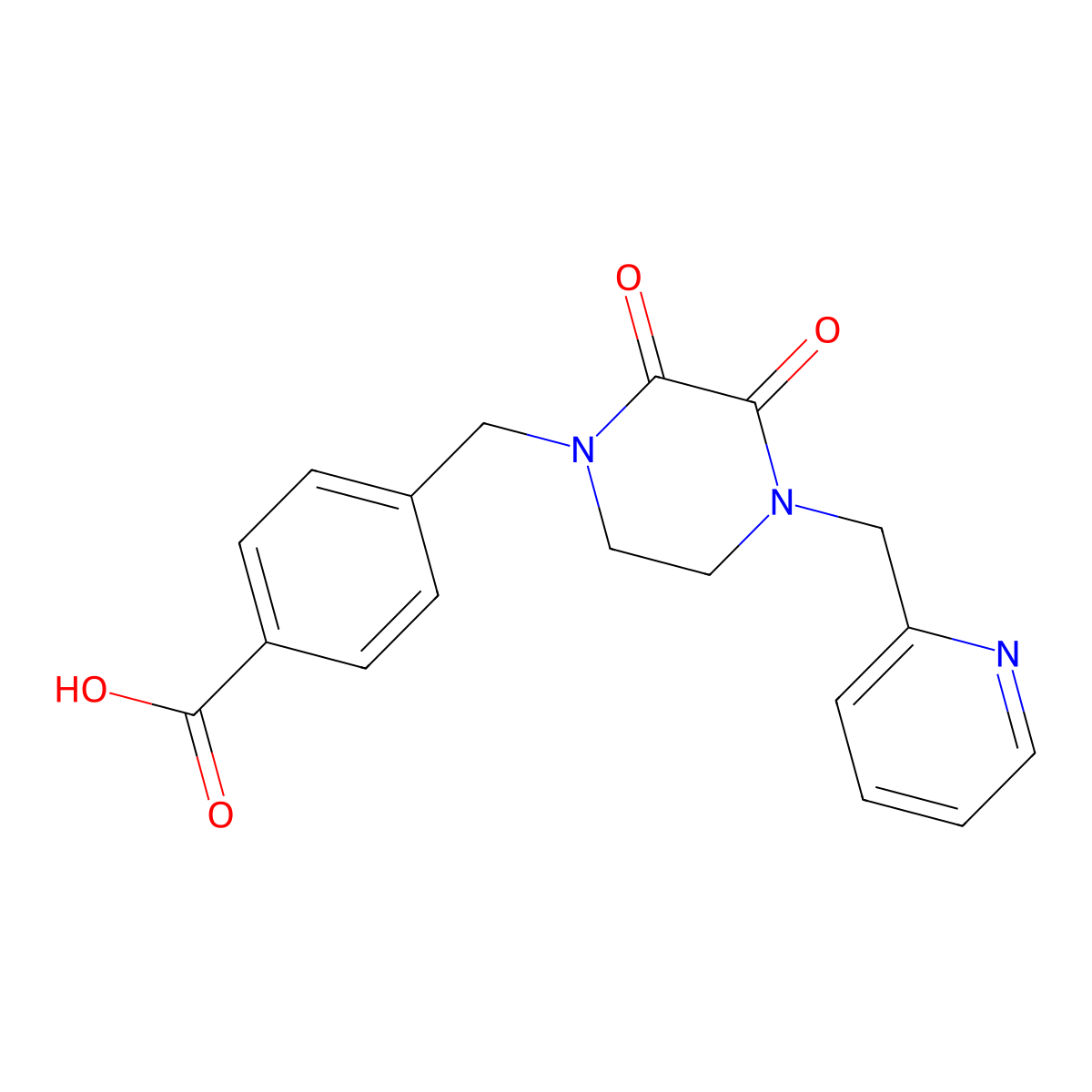 4-{[2,3-Dioxo-4-(pyridin-2-ylmethyl)piperazin-1-yl]methyl}benzoic acid molecular structure, CAS 1170171-95-5