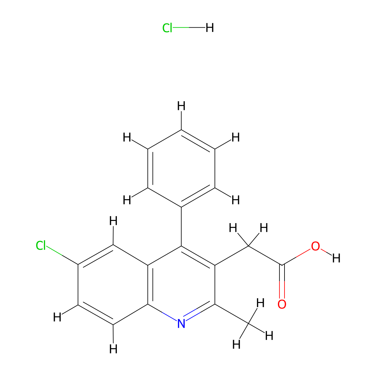 2-(6-Chloro-2-methyl-4-phenylquinolin-3-yl)acetic acid hydrochloride molecular structure, CAS 1170172-16-3