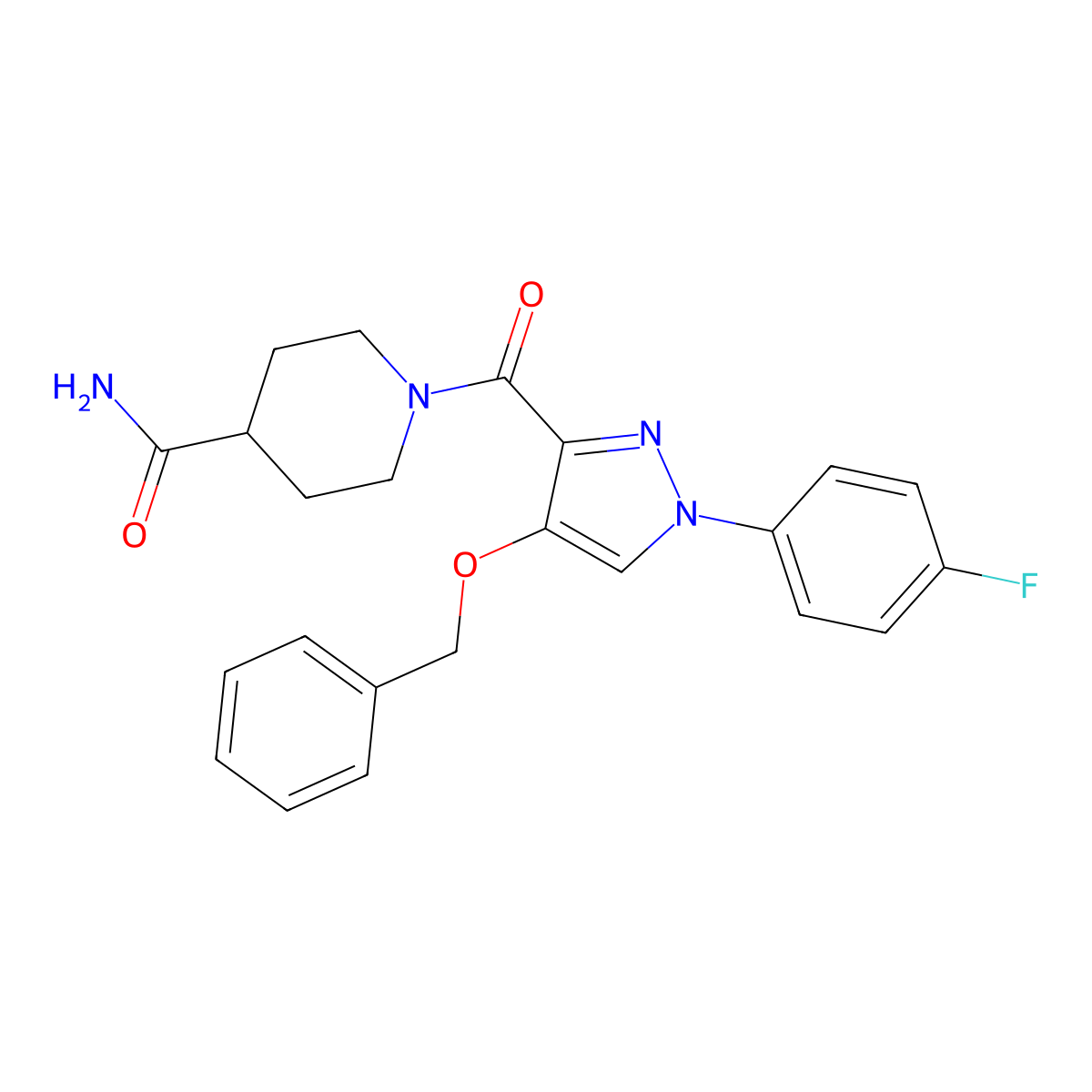 1-[4-(benzyloxy)-1-(4-fluorophenyl)-1H-pyrazole-3-carbonyl]piperidine-4-carboxamide molecular structure, CAS 1170174-22-7