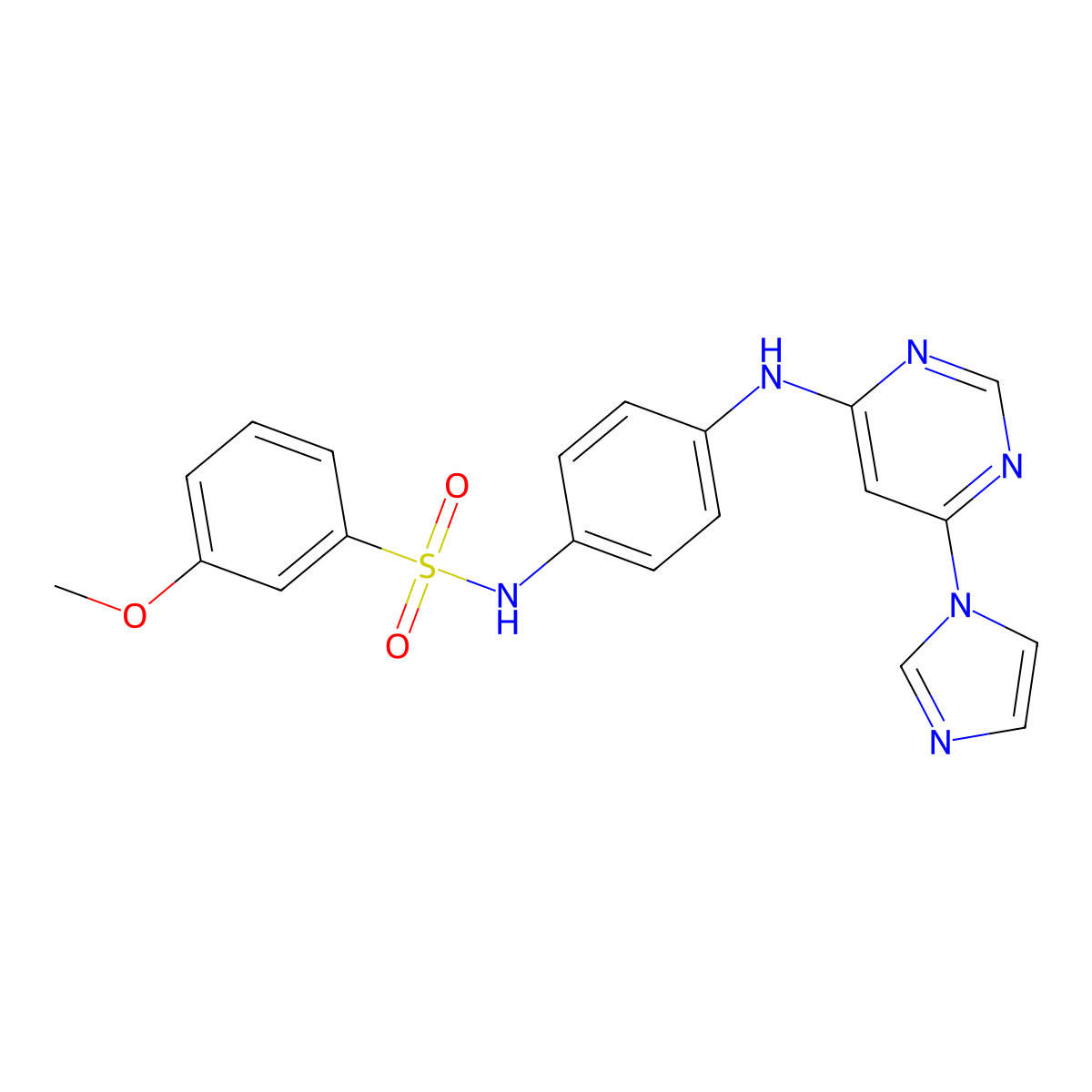 N-(4-((6-(1H-imidazol-1-yl)pyrimidin-4-yl)amino)phenyl)-3-methoxybenzenesulfonamide molecular structure, CAS 1170174-99-8