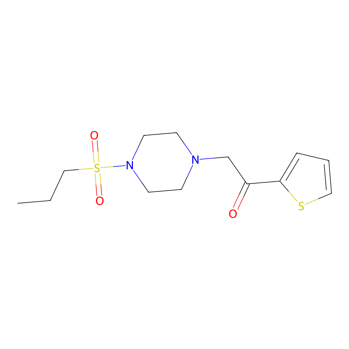 2-(4-(Propylsulfonyl)piperazin-1-yl)-1-(thiophen-2-yl)ethanone molecular structure, CAS 1170179-38-0