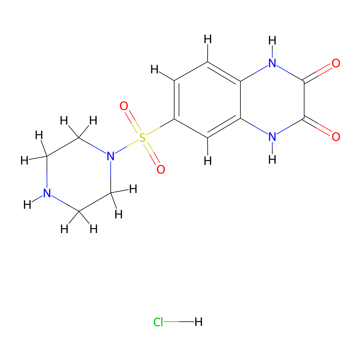 6-(Piperazine-1-sulfonyl)-1,2,3,4-tetrahydroquinoxaline-2,3-dione hydrochloride molecular structure, CAS 1170179-68-6