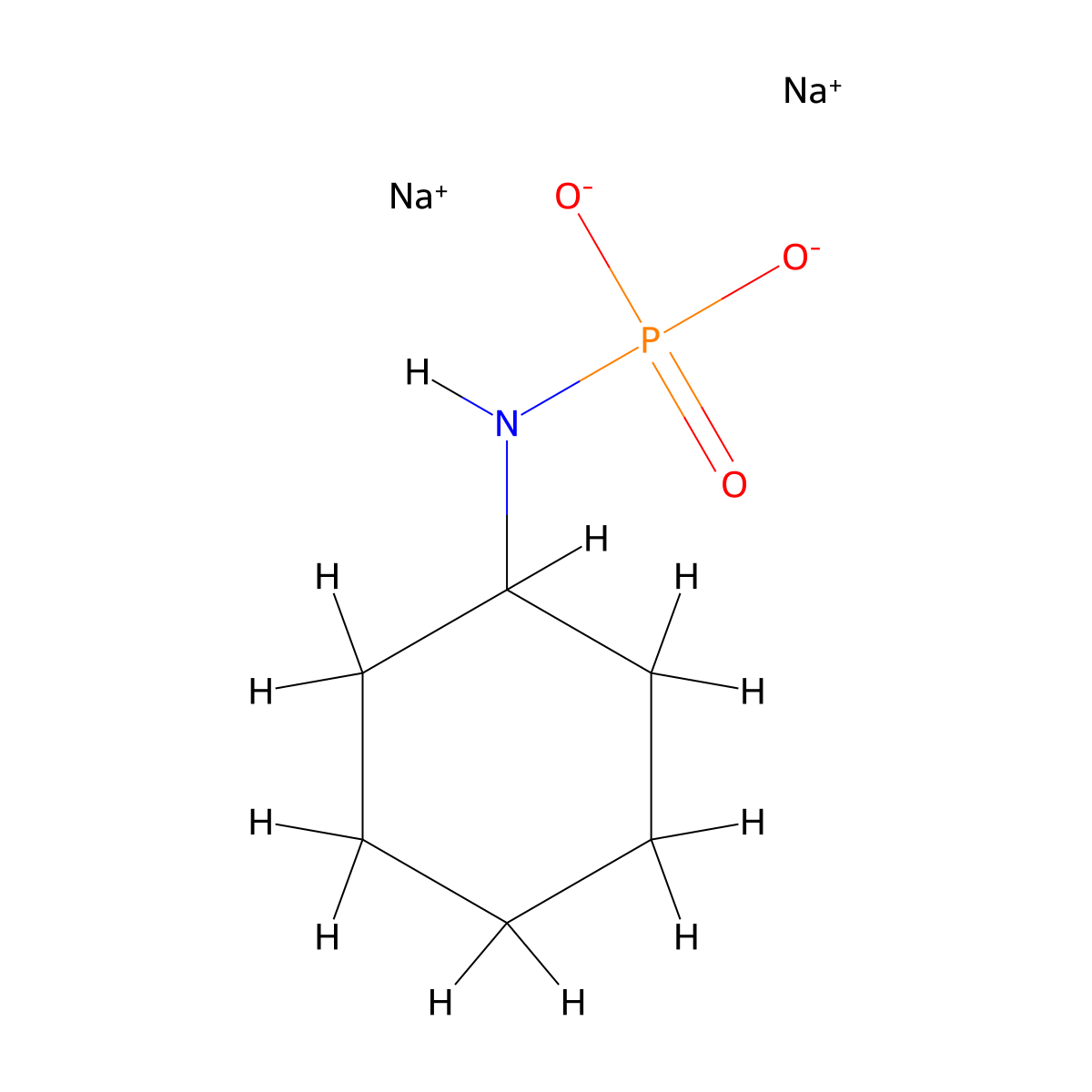 phosphoramidic acid, cyclohexyl-, disodium salt molecular structure, CAS 117018-91-4