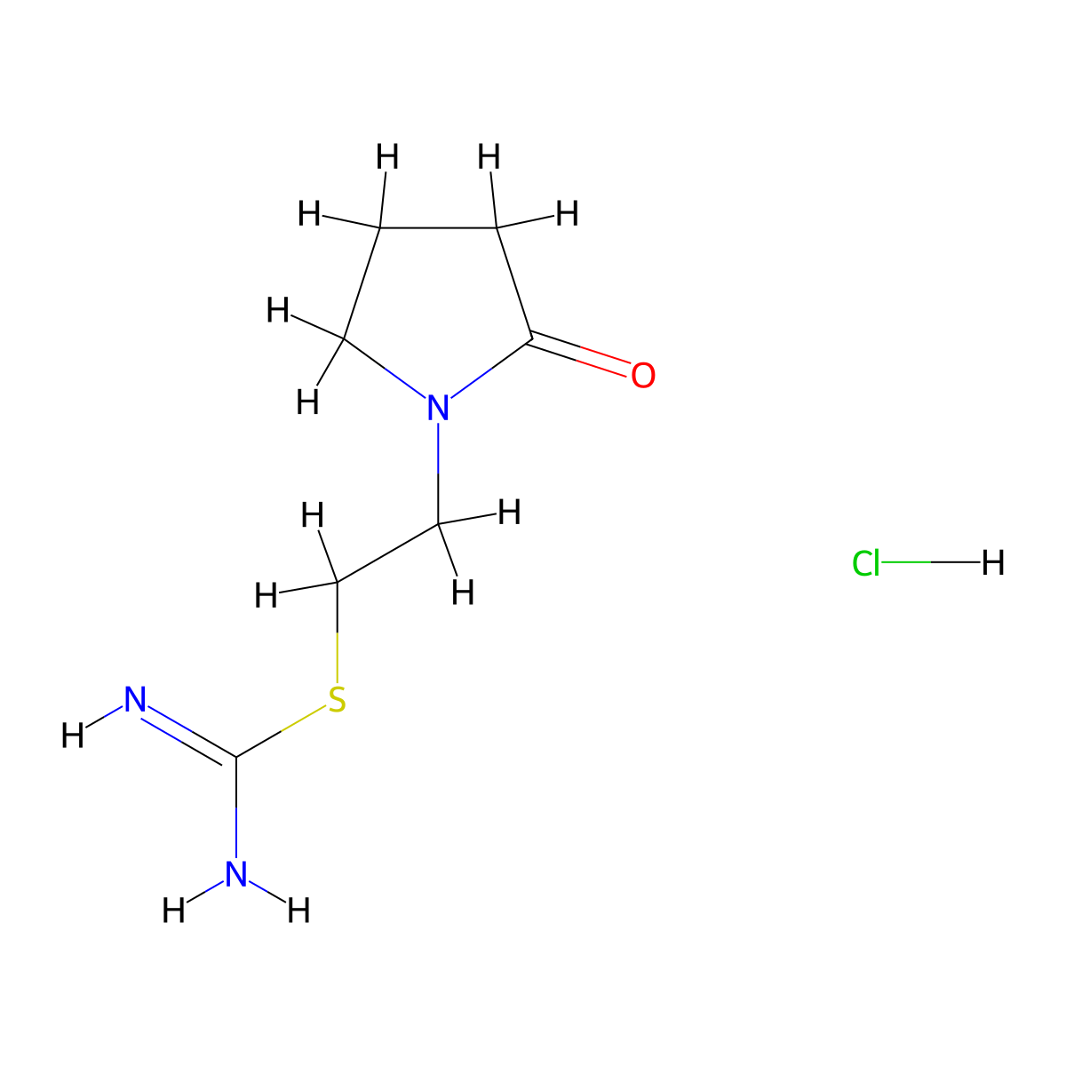 Carbamimidothioic acid, 2-(2-oxo-1-pyrrolidinyl)ethyl ester, monohydrochloride molecular structure, CAS 117018-92-5