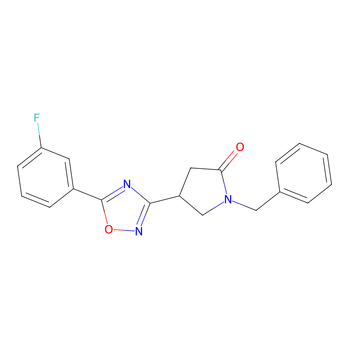 1-Benzyl-4-[5-(3-fluorophenyl)-1,2,4-oxadiazol-3-yl]pyrrolidin-2-one molecular structure, CAS 1170182-05-4