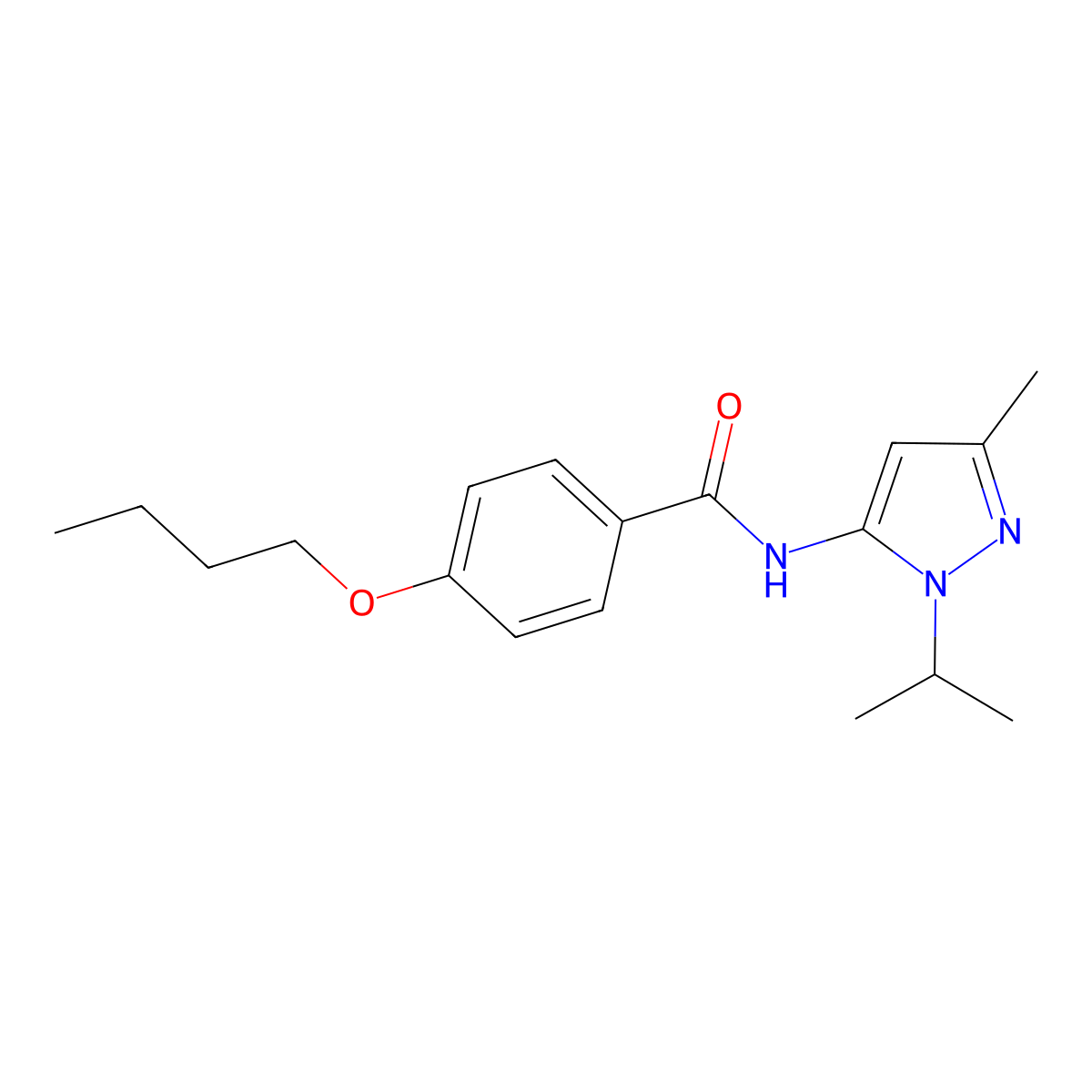 4-butoxy-N-(1-isopropyl-3-methyl-1H-pyrazol-5-yl)benzamide molecular structure, CAS 1170182-17-8