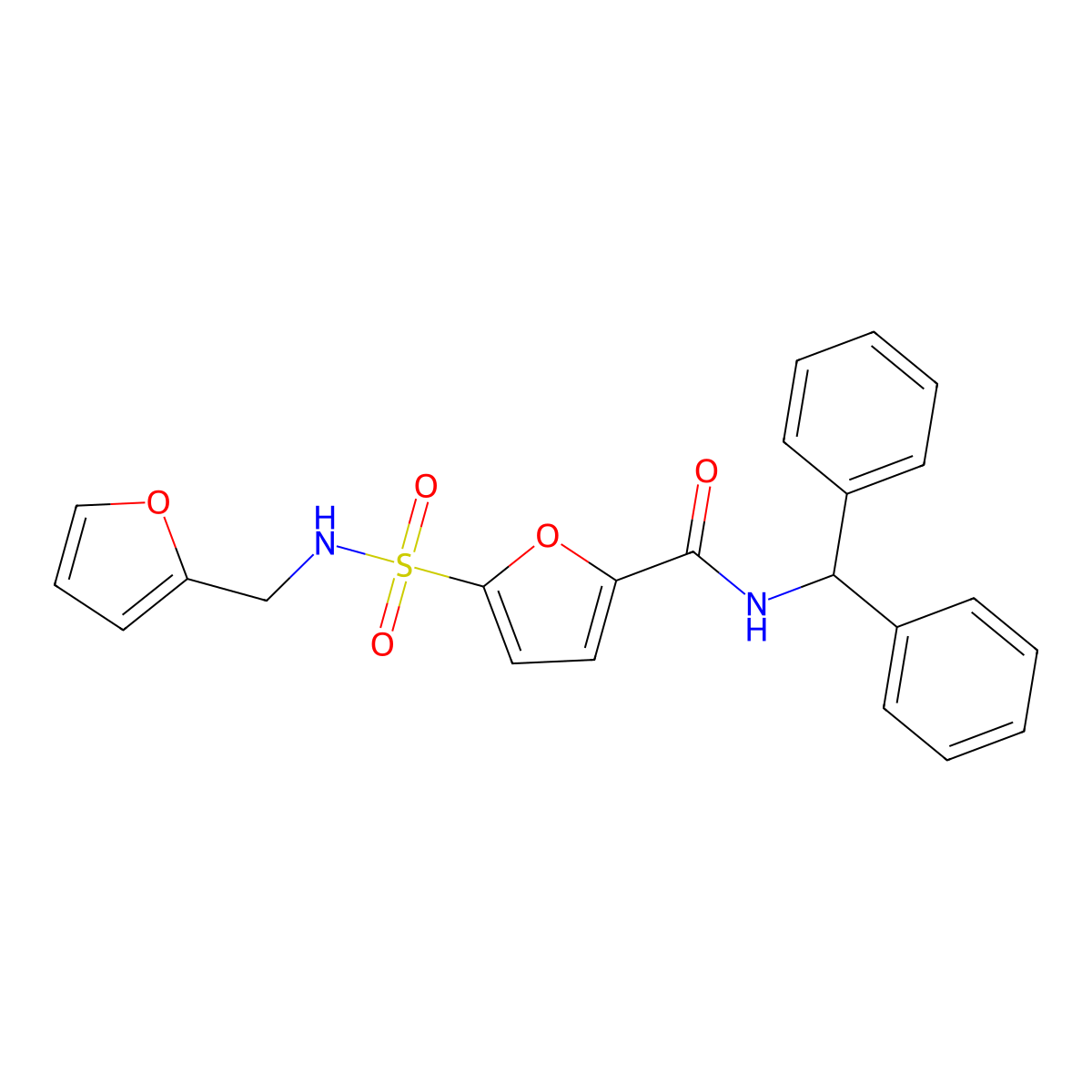 N-benzhydryl-5-(N-(furan-2-ylmethyl)sulfamoyl)furan-2-carboxamide molecular structure, CAS 1170183-77-3