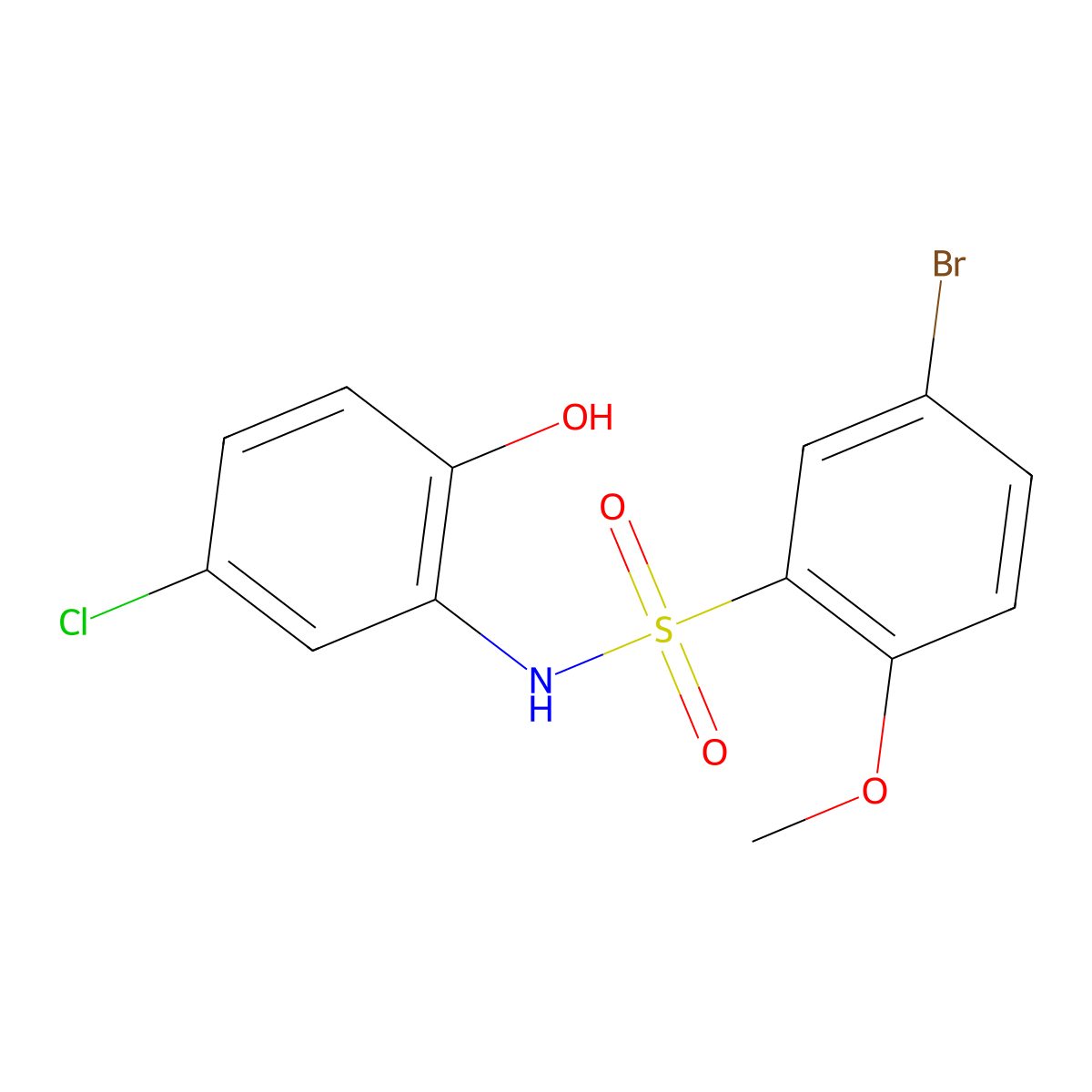 5-bromo-N-(5-chloro-2-hydroxyphenyl)-2-methoxybenzene-1-sulfonamide molecular structure, CAS 1170183-98-8
