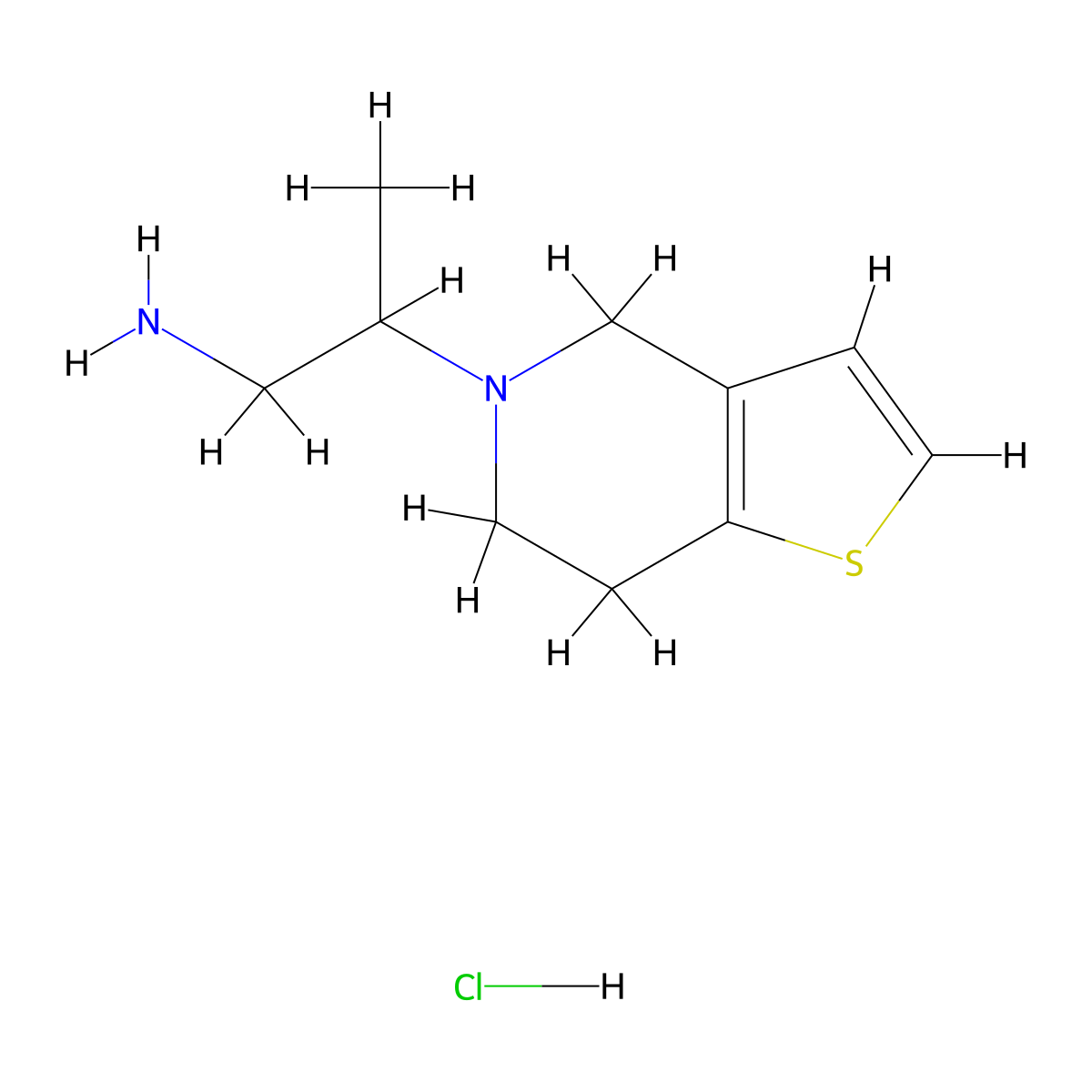 2-(6,7-dihydrothieno[3,2-c]pyridin-5(4H)-yl)propan-1-amine hydrochloride molecular structure, CAS 1170184-80-1