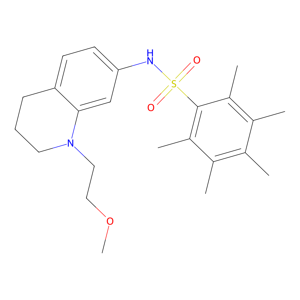 N-(1-(2-methoxyethyl)-1,2,3,4-tetrahydroquinolin-7-yl)-2,3,4,5,6-pentamethylbenzenesulfonamide molecular structure, CAS 1170186-27-2