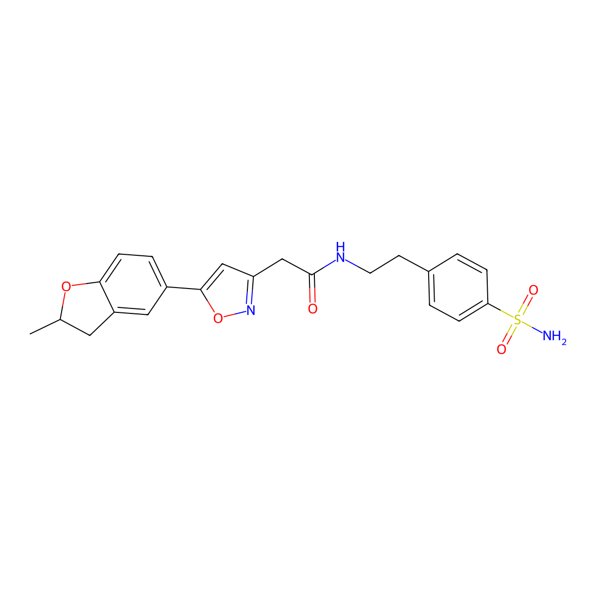 2-(5-(2-methyl-2,3-dihydrobenzofuran-5-yl)isoxazol-3-yl)-N-(4-sulfamoylphenethyl)acetamide molecular structure, CAS 1170187-68-4